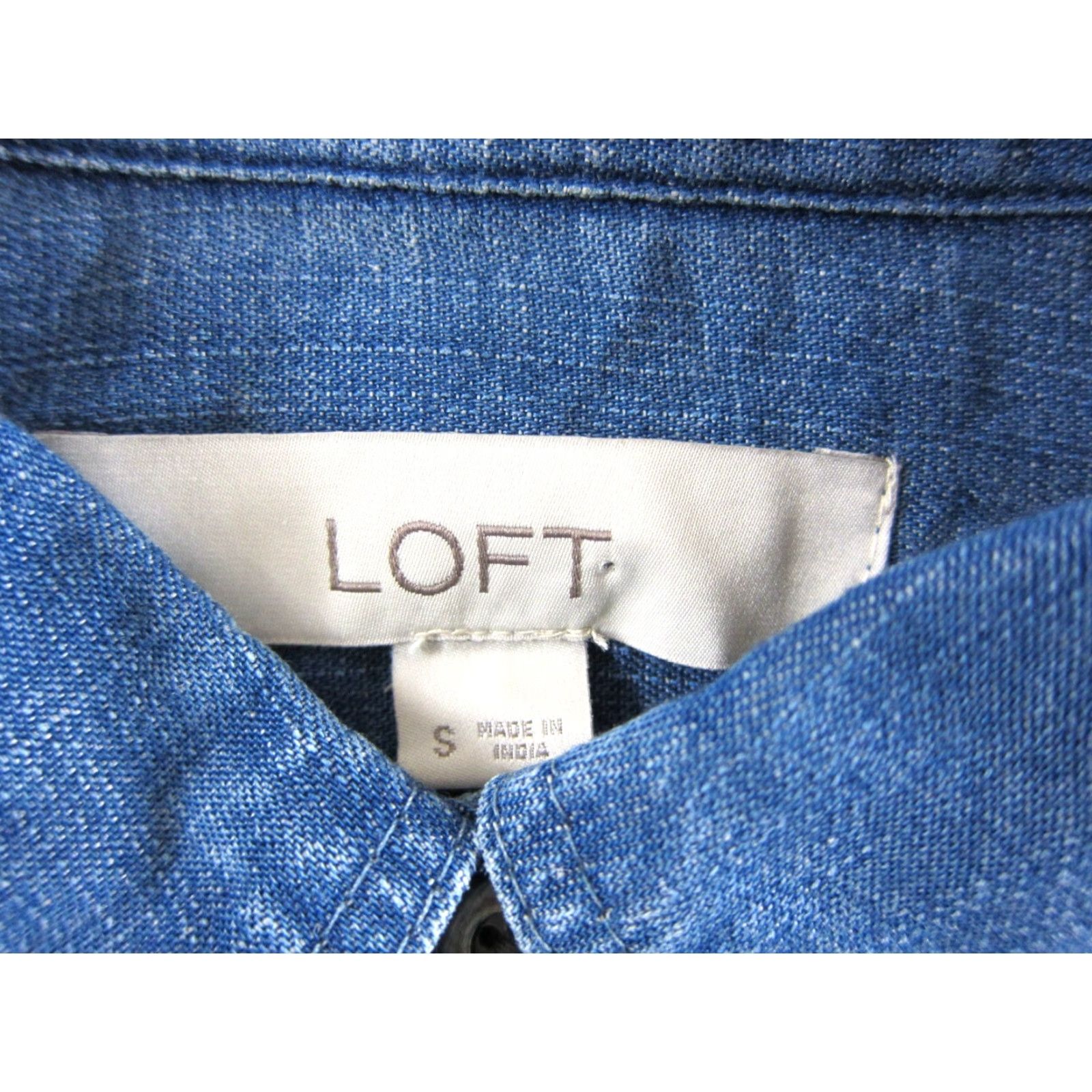 Loft LOFT Ann Taylor Denim Shirt DressS Blue Denim Lyocell Long Sleeve Collared Tiered Shirt Dress Small Size S / US 4 / IT 40 - 3 Thumbnail