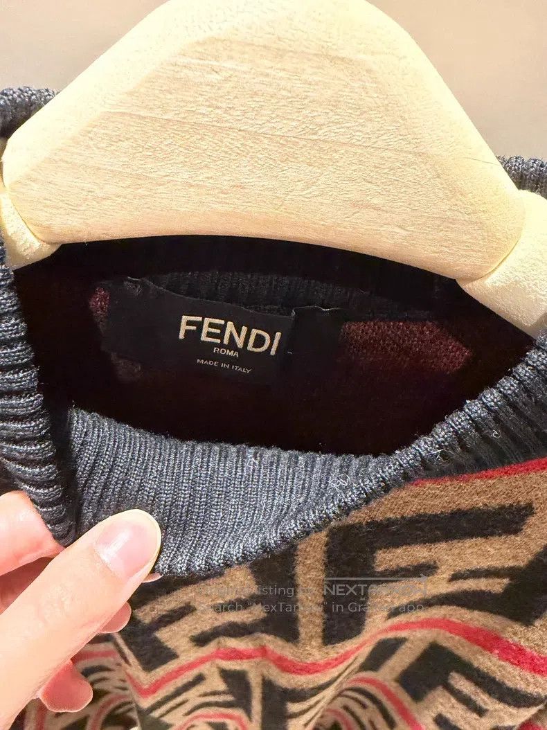 Fendi Fendi Full print logo wool knit sweater Size US M / EU 48-50 / 2 - 2 Thumbnail