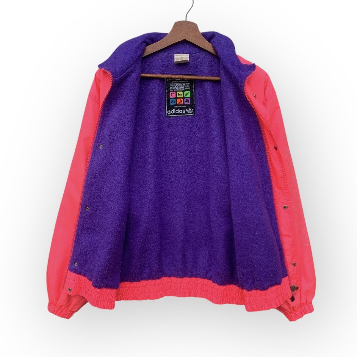Vintage Vintage 90s Adidas Windbreaker Jacket Lining Fleece Size US L / EU 52-54 / 3 - 3 Thumbnail