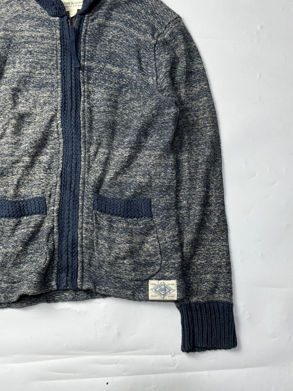 RRL Ralph Lauren Full Zip Sweater Knit Denim Supply Ralph Lauren Vintage Size US M / EU 48-50 / 2 - 3 Thumbnail
