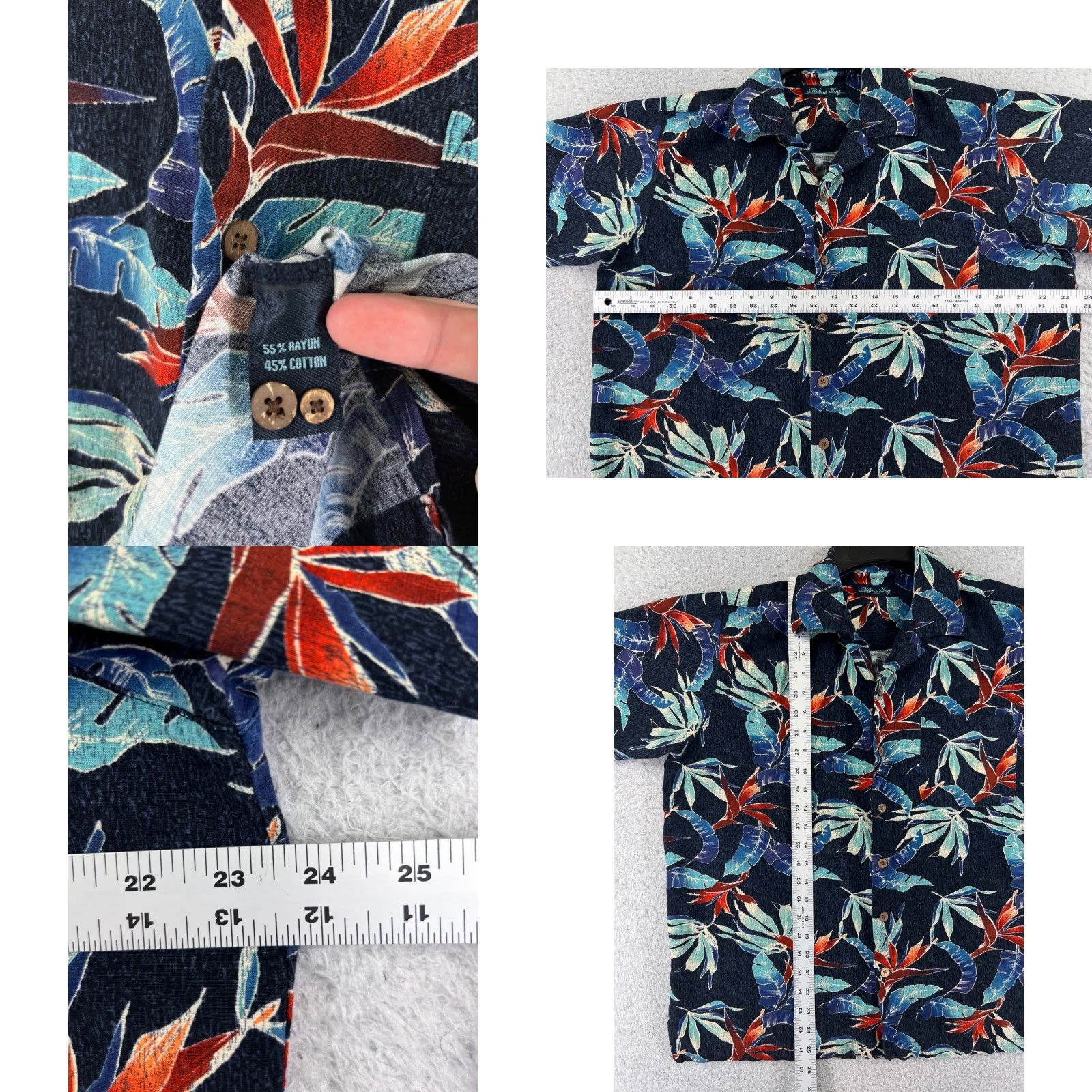 Paradise Milano Bay Shirt Men’s Blue Floral Hawaiian Resort Aloha Luau Button-Up Short Sleeve Regular Adult Large Viscoe Rayon Size US L / EU 52-54 / 3 - 8 Thumbnail