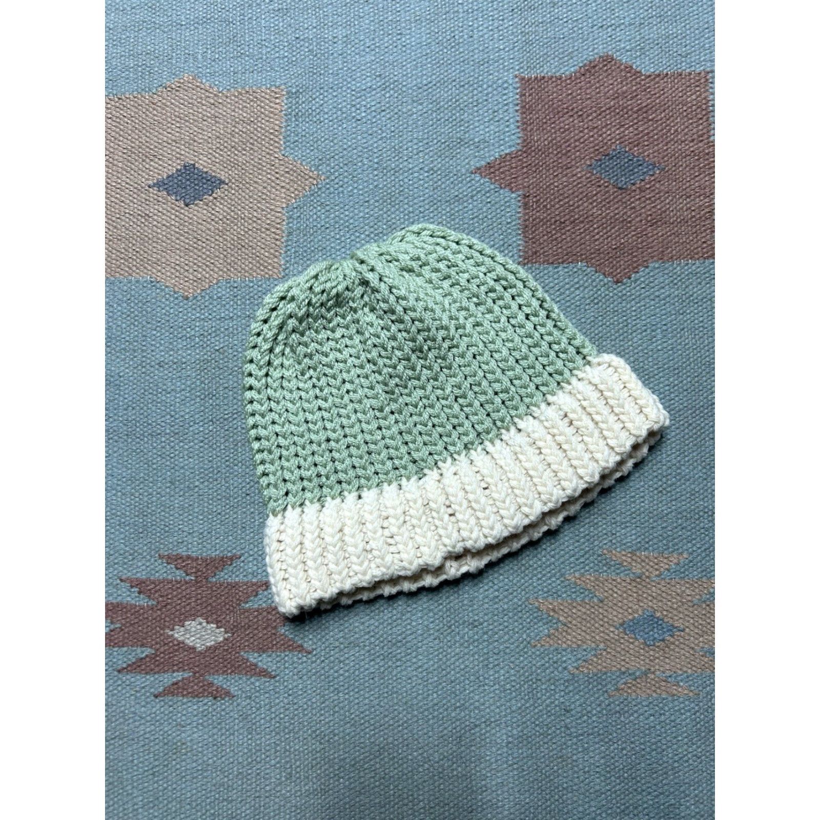 Vintage VINTAGE Beanie Women One Size Green Crochet Knit Snow White Handmade toboggan soft Size ONE SIZE - 2 Thumbnail