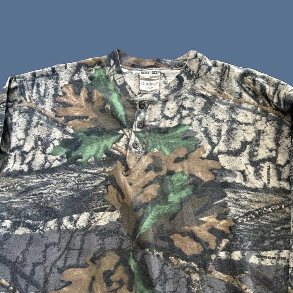 Jerzees VINTAGE Jerzees Camouflage Long Sleeve Henley Shirt Mens L Brown 90s Camouflage Hunting Outdoor 90s Size US L / EU 52-54 / 3 - 1 Thumbnail