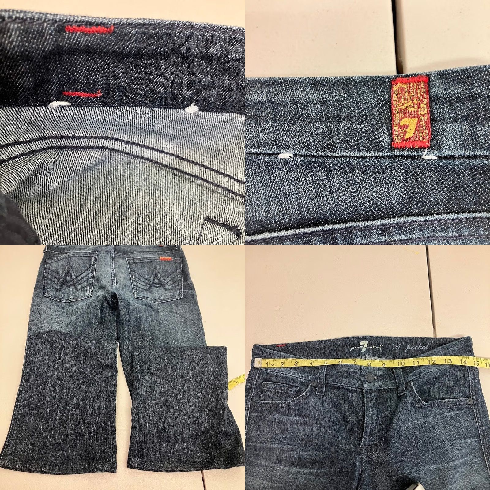 7 For All Mankind VINTAGE 7 For All Mankind Jeans Dark Wash Low Rise Bootcut A Pocket Womens Size 27 Dark Denim 31in Inseam Women Jeans Size 27" / US 4 / IT 40 - 8 Thumbnail