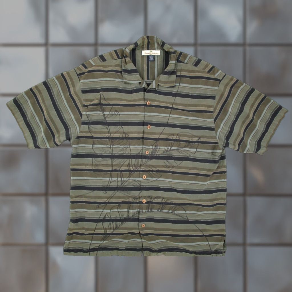 Tommy Bahama VINTAGE Tommy Bahama Shirt Men Large Green Silk Button Up Loop Collar Tiki Size US L / EU 52-54 / 3 - 1 Thumbnail