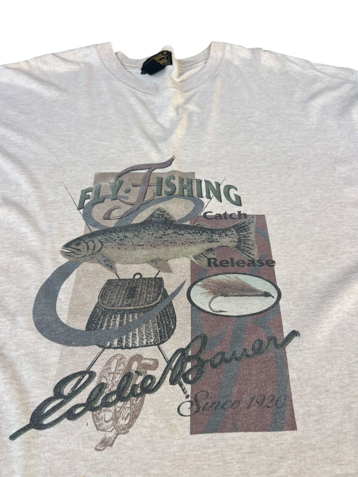 Eddie Bauer × Vintage Vintage 90s Eddie Bauer Fly Fishing t shirt Size US XL / EU 56 / 4 - 9 Thumbnail