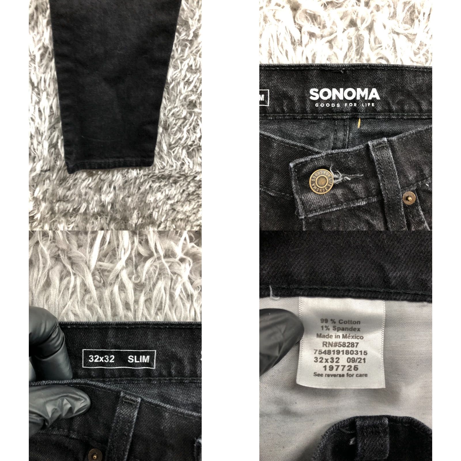 Vintage Sonoma Jeans Slim Straight Dark Wash Black 32x32 Mens Mid Rise 5-Pocket Denim Cotton Blend Slim Fit Size US 32 / EU 48 - 8 Thumbnail