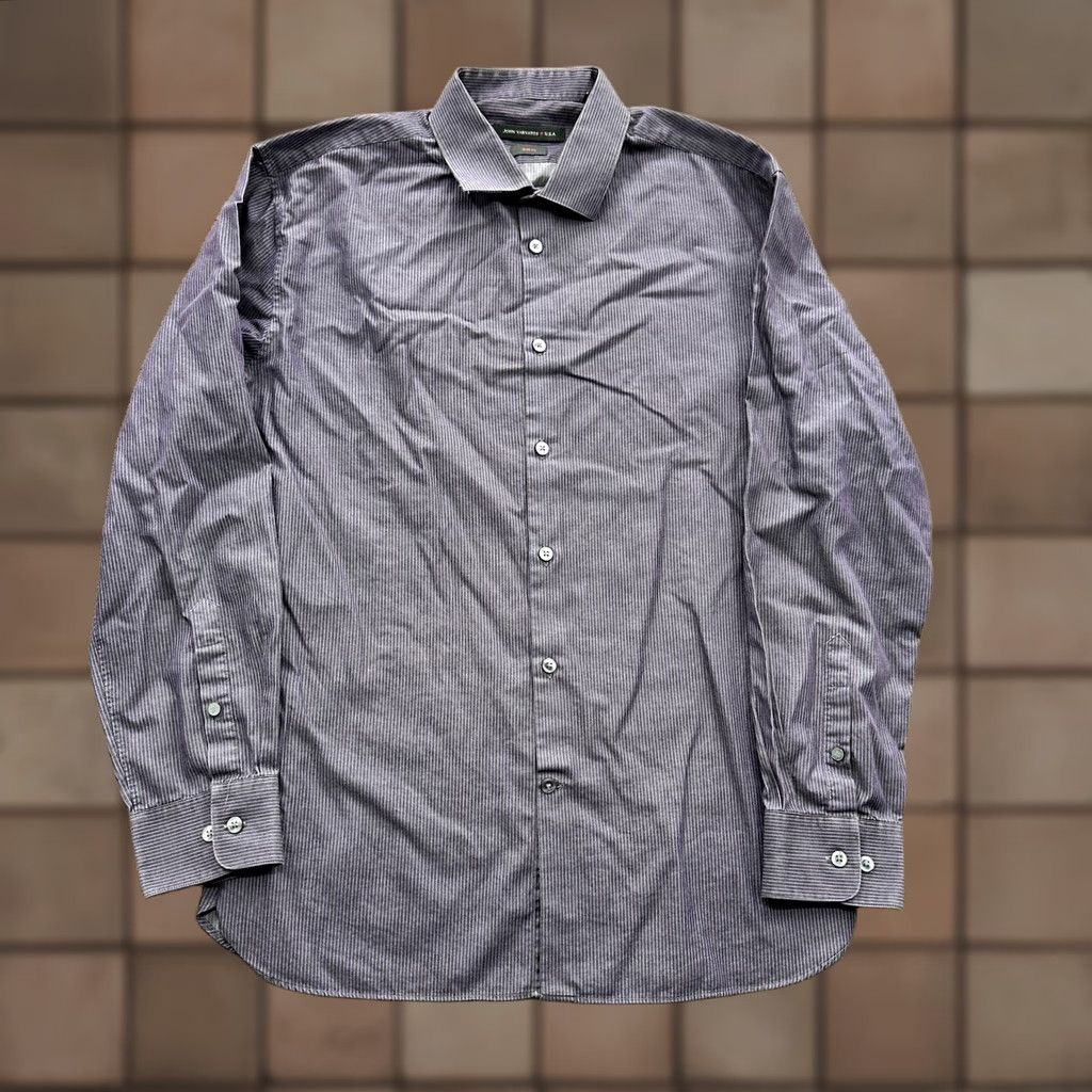 John Varvatos VINTAGE John Varvatos Shirt Men 16 32/33 Slim Fit Long Sleeve Button Up Purple Striped Size US L / EU 52-54 / 3 - 1 Thumbnail