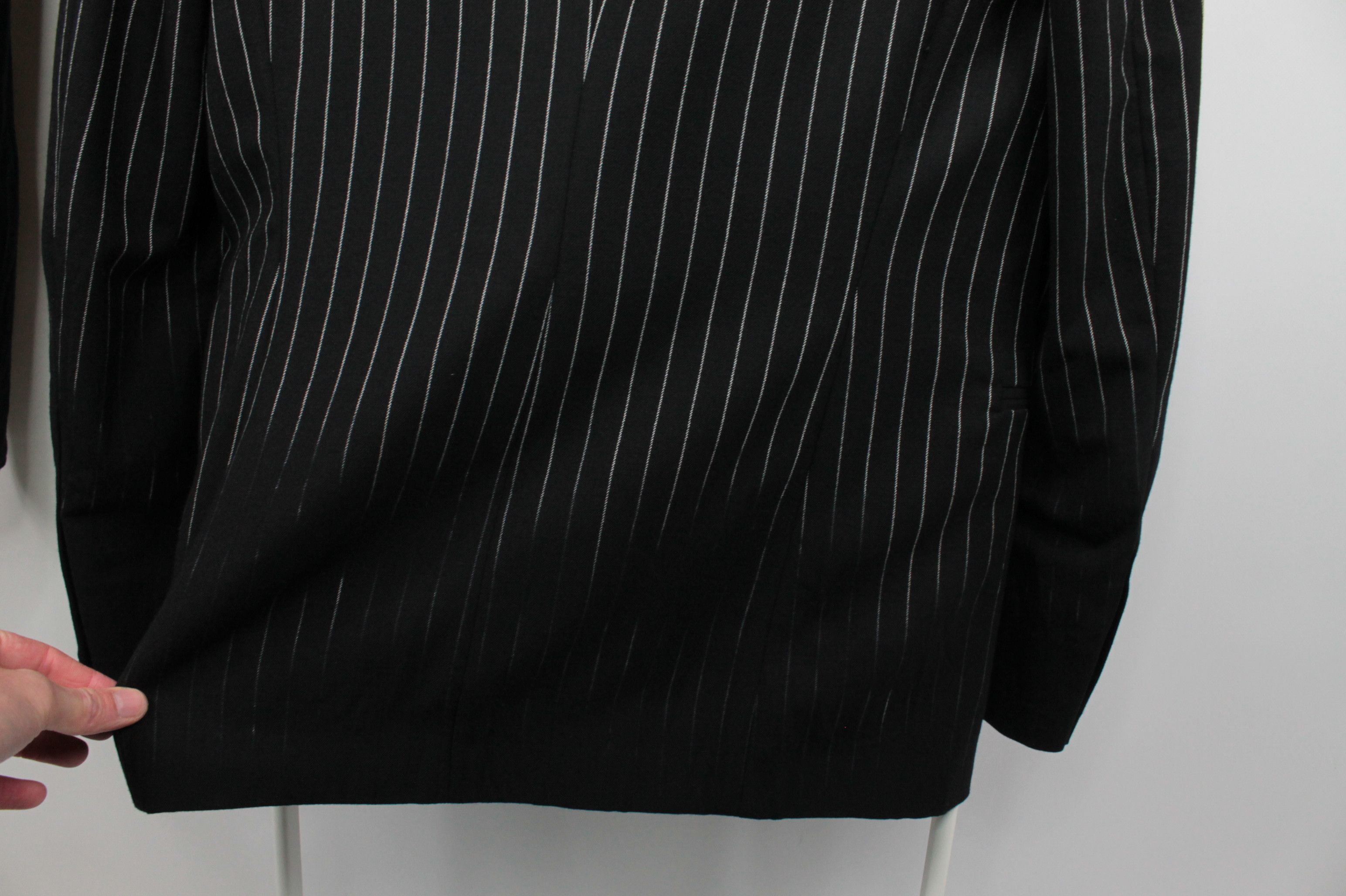 Roberto Cavalli Roberto Cavalli Class Black Stripped Women's Wool Suit Size 42L - 7 Thumbnail