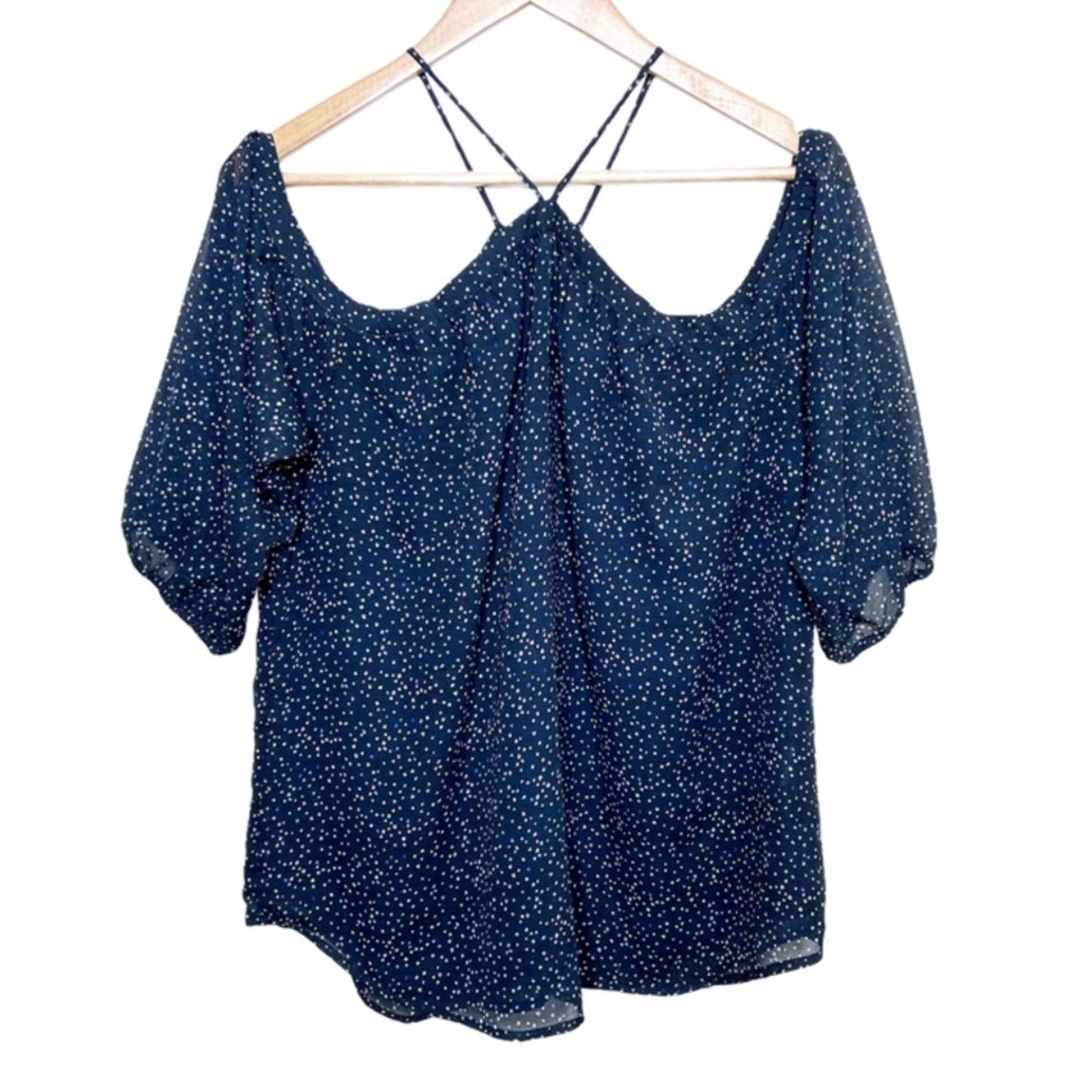 Other New with Tags Papermoon Women's Lidia Polka Dot Navy Blouse Size M / US 6-8 / IT 42-44 - 2 Thumbnail