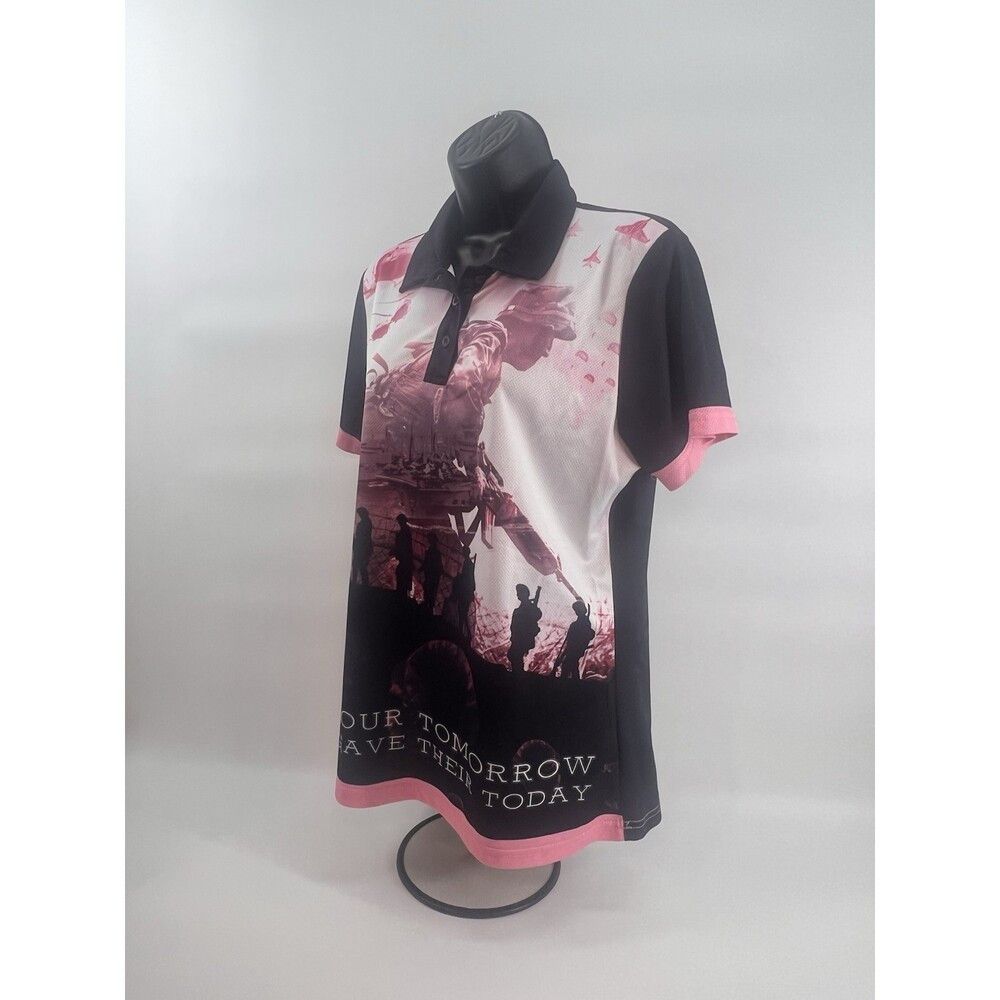 Other DSA Military Memorial Polo Golf Shirt L Pink Black Soldier Size L / US 10 / IT 46 - 4 Thumbnail
