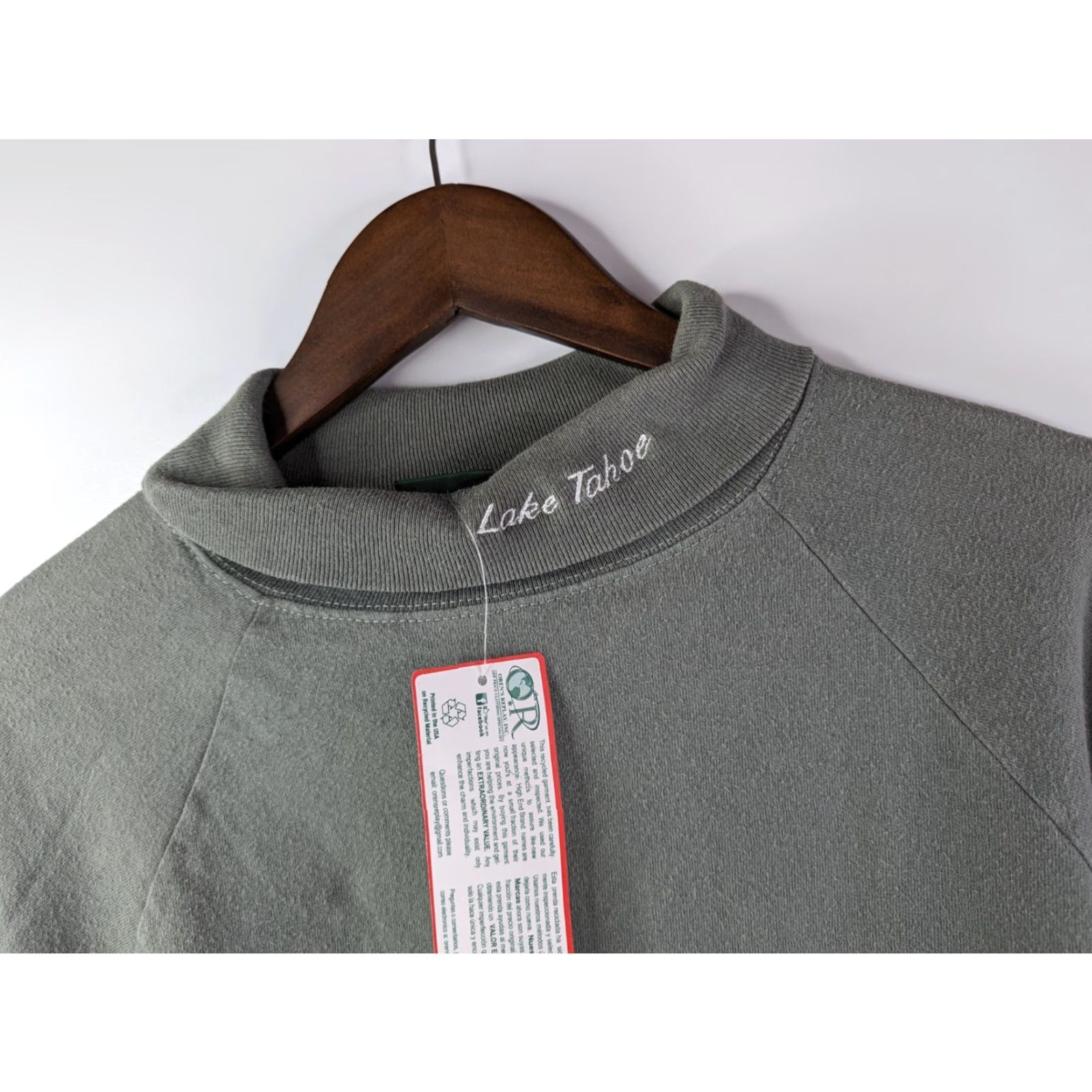 Vintage Alps Womens Sweater Pullover Turtleneck Medium Gray Green 100% Cotton USA Knit Long Sleeve Vintage No Size M / US 6-8 / IT 42-44 - 4 Thumbnail