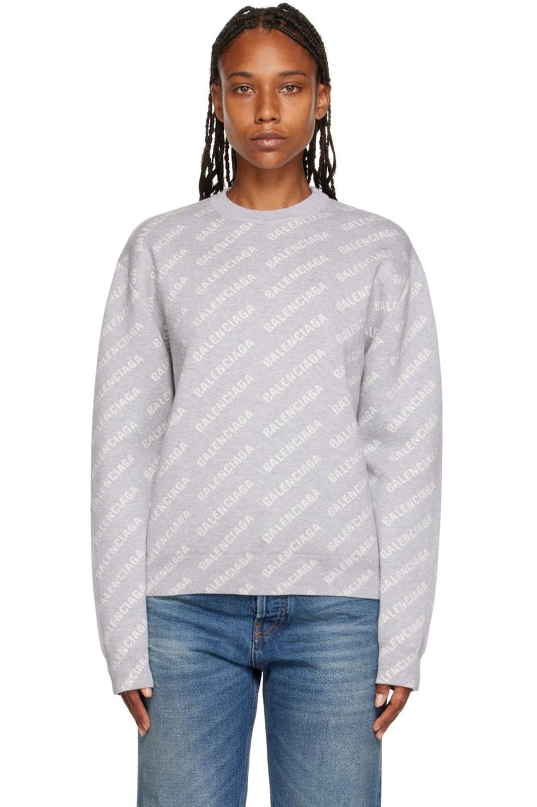 Balenciaga Grey Logo Sweater Grailed