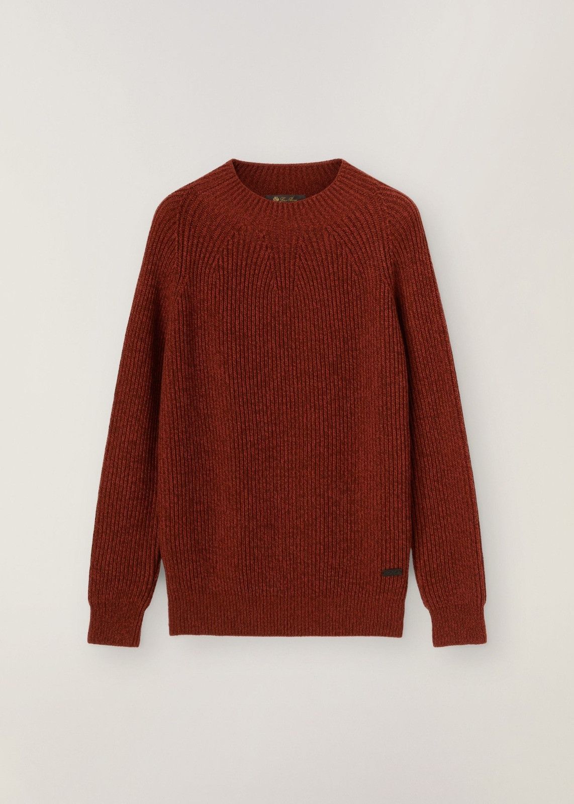 image of Loro Piana O1Loc1C0124 English-Rib Crew Neck Sweater In Brown, Men's (Size Large)