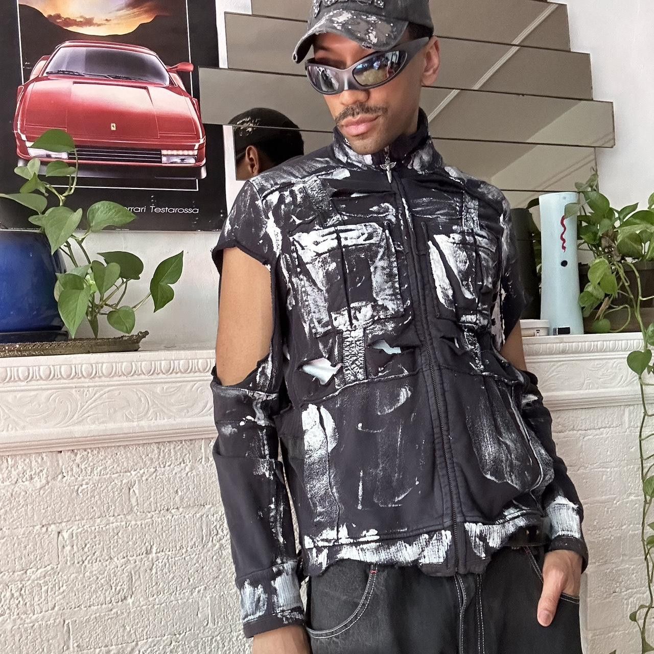Other ASTROBOI* Y2K Blue Deconstructed Paint Zip Sweatshirt - XL Size US XL / EU 56 / 4 - 1 Thumbnail