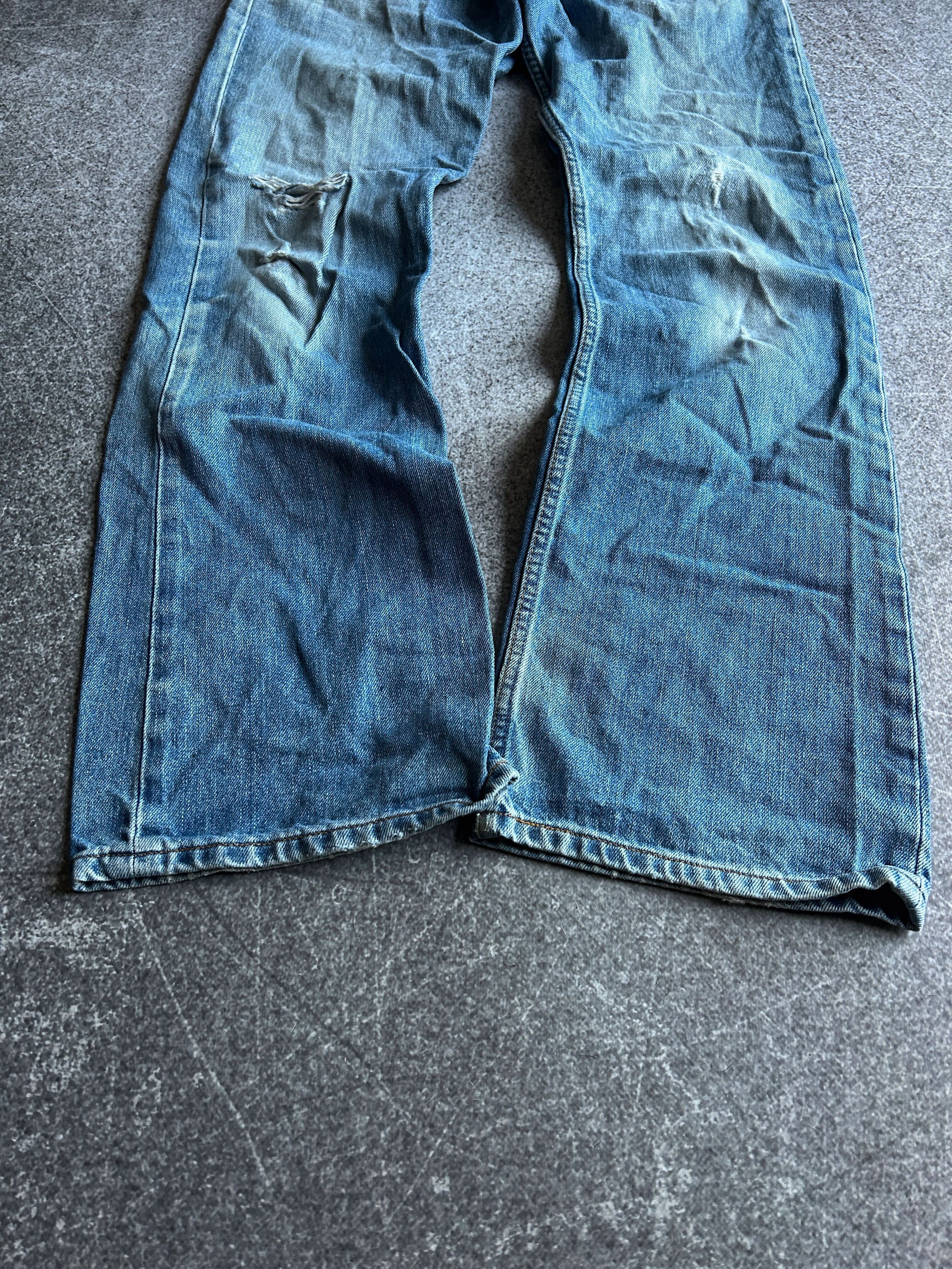 Vintage VTG RICK OWENS BALENCIAGA STYLE TRASHED JEANS 90S Size US 32 / EU 48 - 3 Thumbnail
