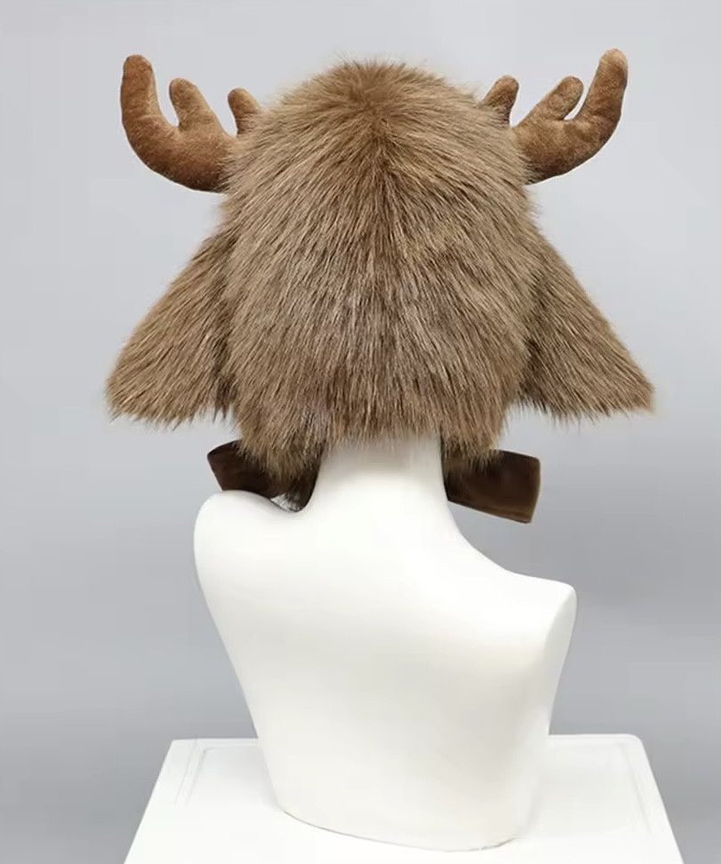 Japanese Brand Fluffy Elk Antler Ear Warm Thick Faux Fur Hat Size ONE SIZE - 4 Thumbnail