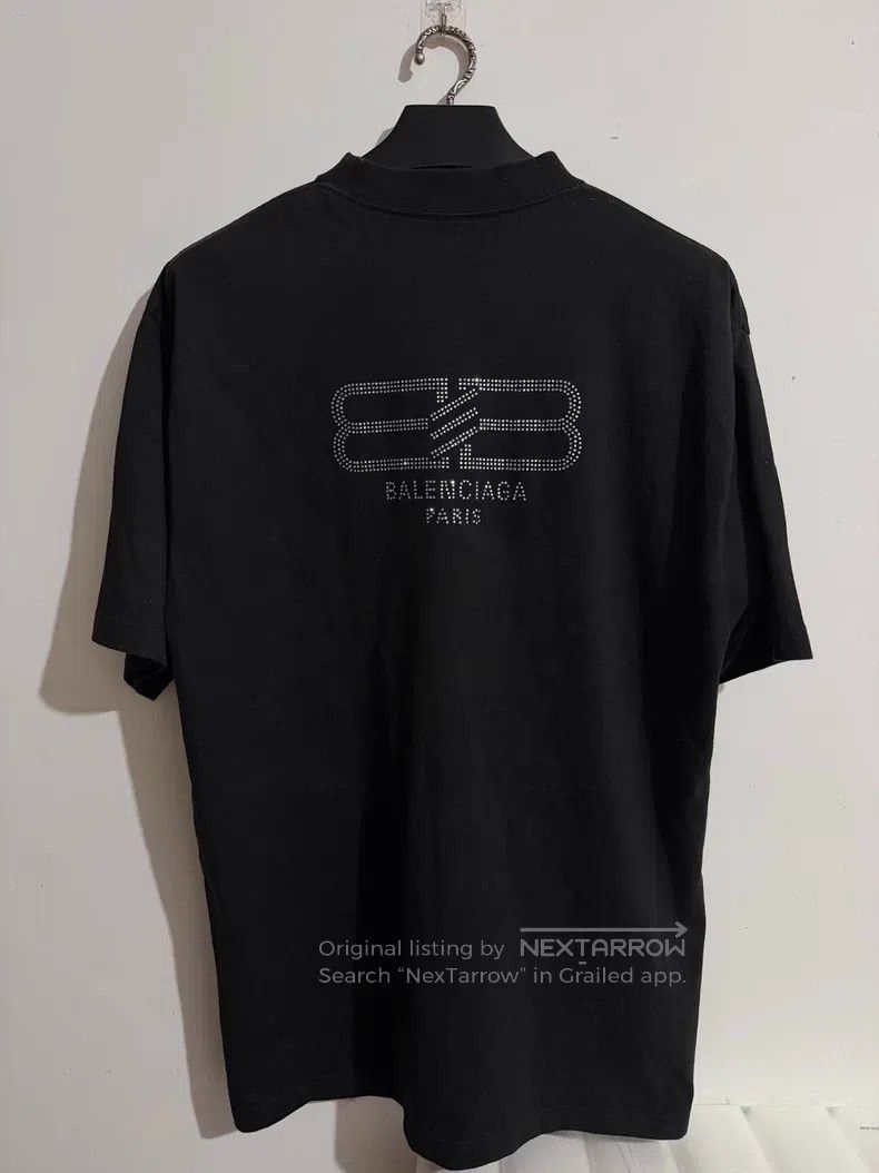 Balenciaga Balenciaga Black rhinestone logo short sleeve T-shirt Size US S / EU 44-46 / 1 - 1 Thumbnail