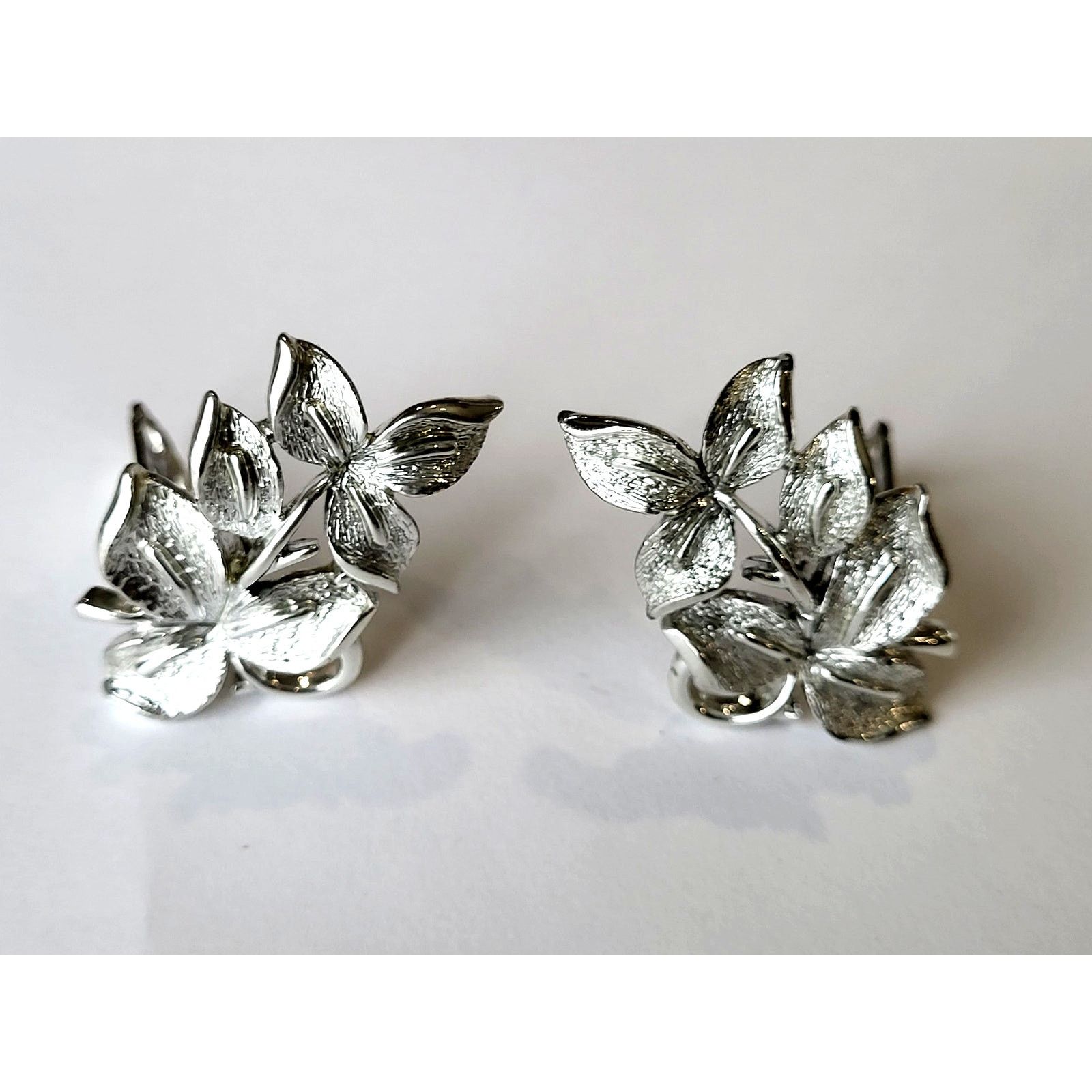 Other Coro Silver Leaf Earrings Vintage Clip 50s 60s MCM Signed Size ONE SIZE - 2 Thumbnail