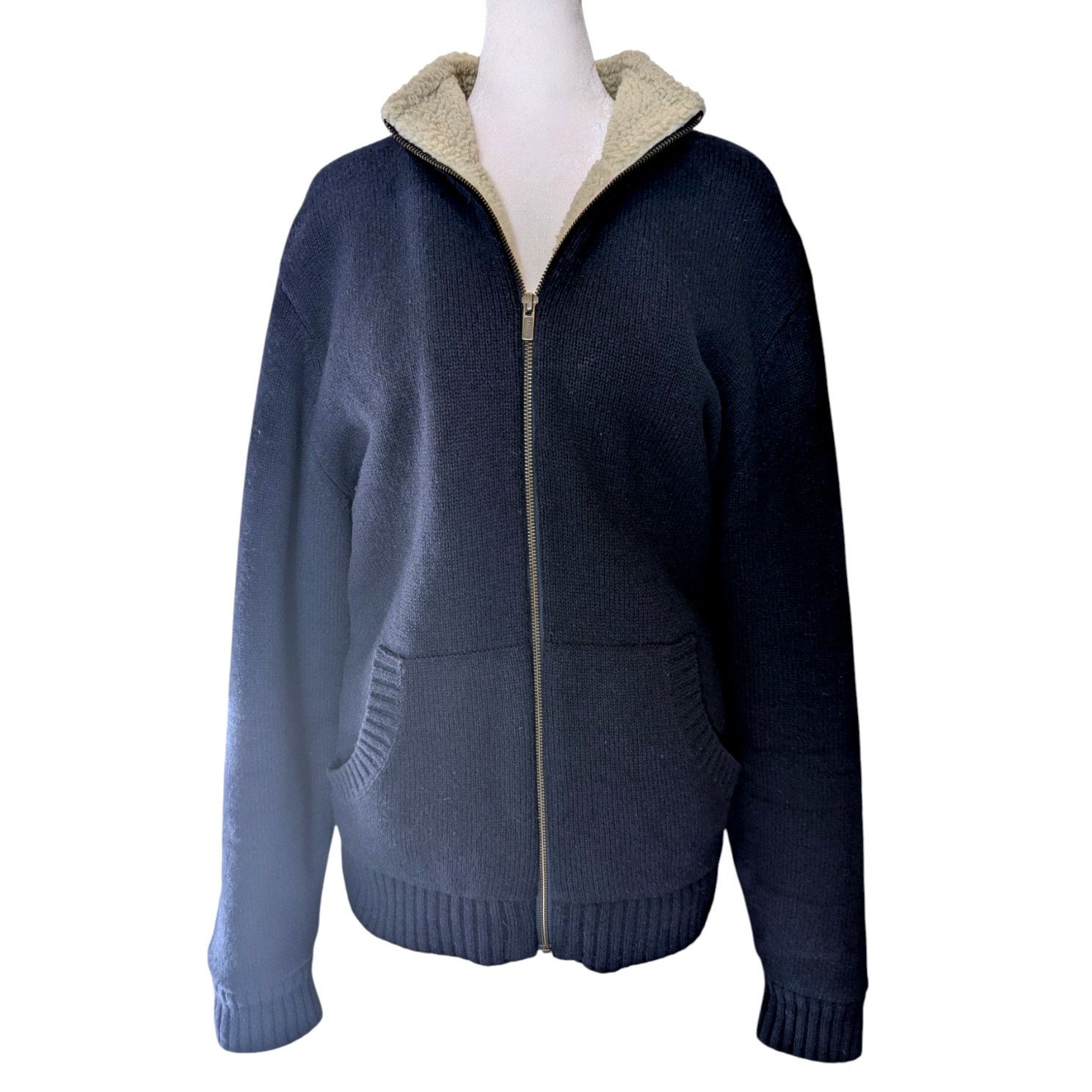 L.L. Bean Vintage L.L. Bean Knit Lambswool Shearling Zip Up Jacket Size US L / EU 52-54 / 3 - 1 Thumbnail