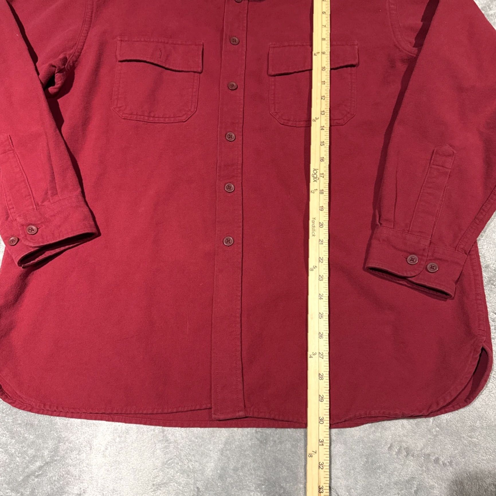 Vintage VINTAGE LL Bean Shirt Mens XL Burgundy Chamois Long Sleeve Button-Up Flannel Heavyweight Size US XL / EU 56 / 4 - 4 Thumbnail