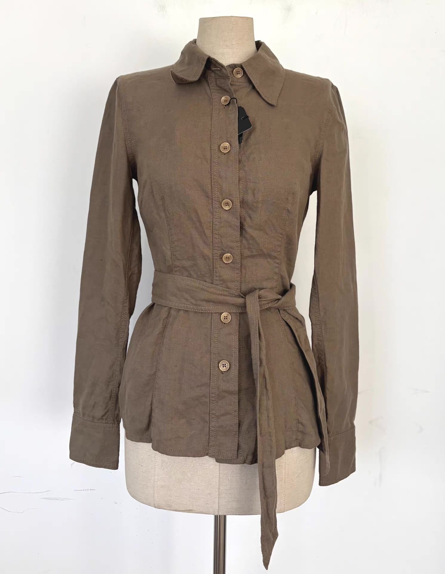 Dolce & Gabbana Dolce & Gabbana Women's Coffee Linen Shirt Jacket Ｑ21 Size M / US 6-8 / IT 42-44 - 1 Thumbnail