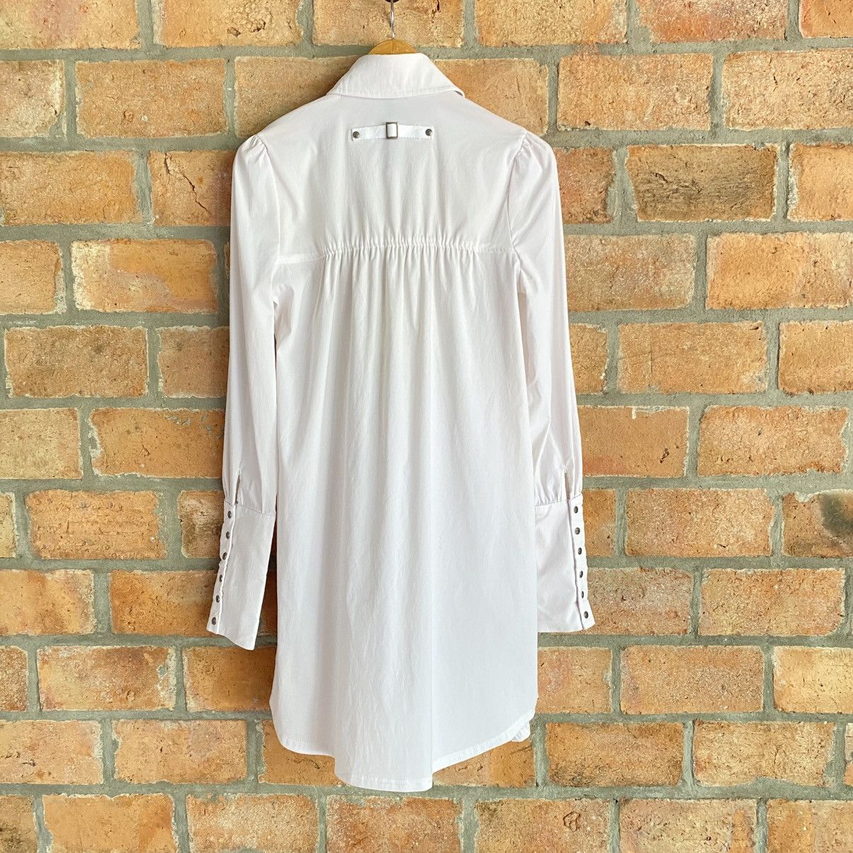 Japanese Brand Ozz Croce Y2K Punk White Embroidered Long Dress Shirt Size M / US 6-8 / IT 42-44 - 2 Thumbnail