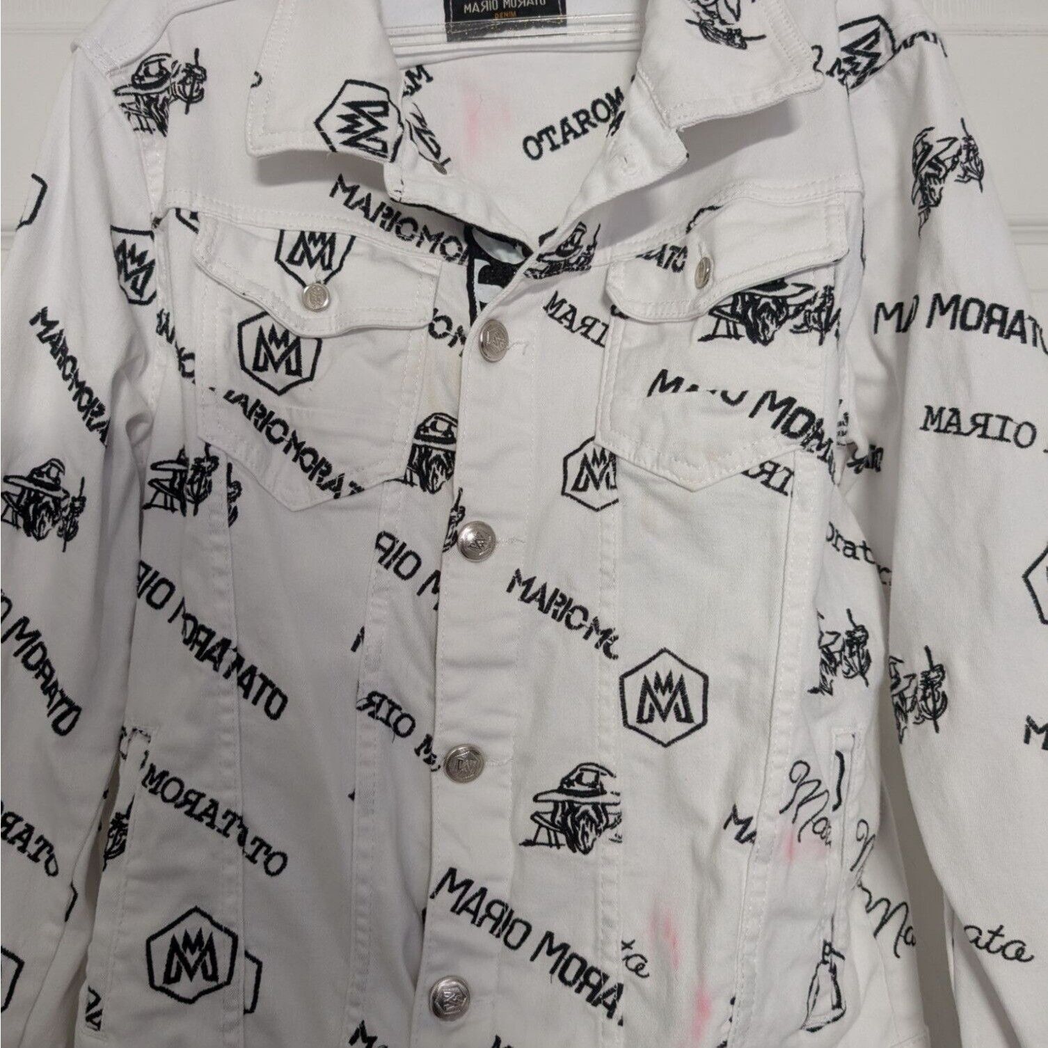Designer Mario Morato Embroidered Denim Jacket Mens Size XL White Ski Size US XL / EU 56 / 4 - 2 Thumbnail