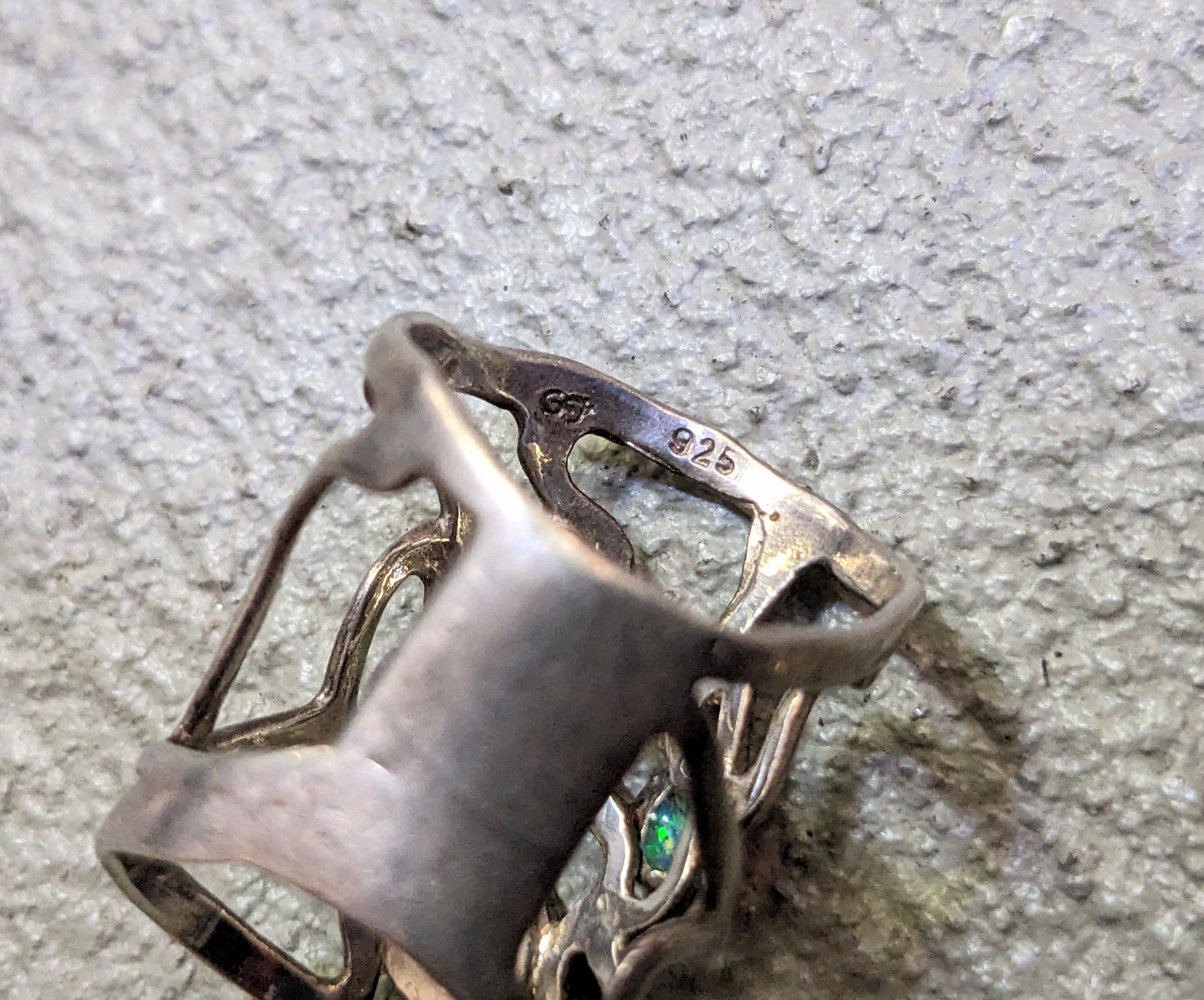 Jewelry Vintage Sterling Silver Ring Blue Opal Size 8 Modern Size ONE SIZE - 7 Thumbnail