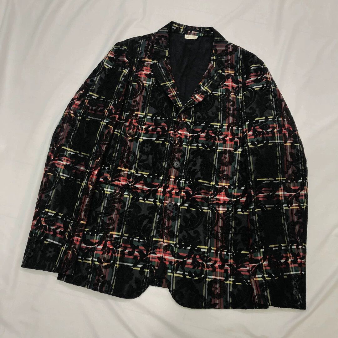 Comme des Garcons CDG 12AW Striped Velvet Jkt S w/ Black Floral Embroidery Size US S / EU 44-46 / 1 - 2 Thumbnail