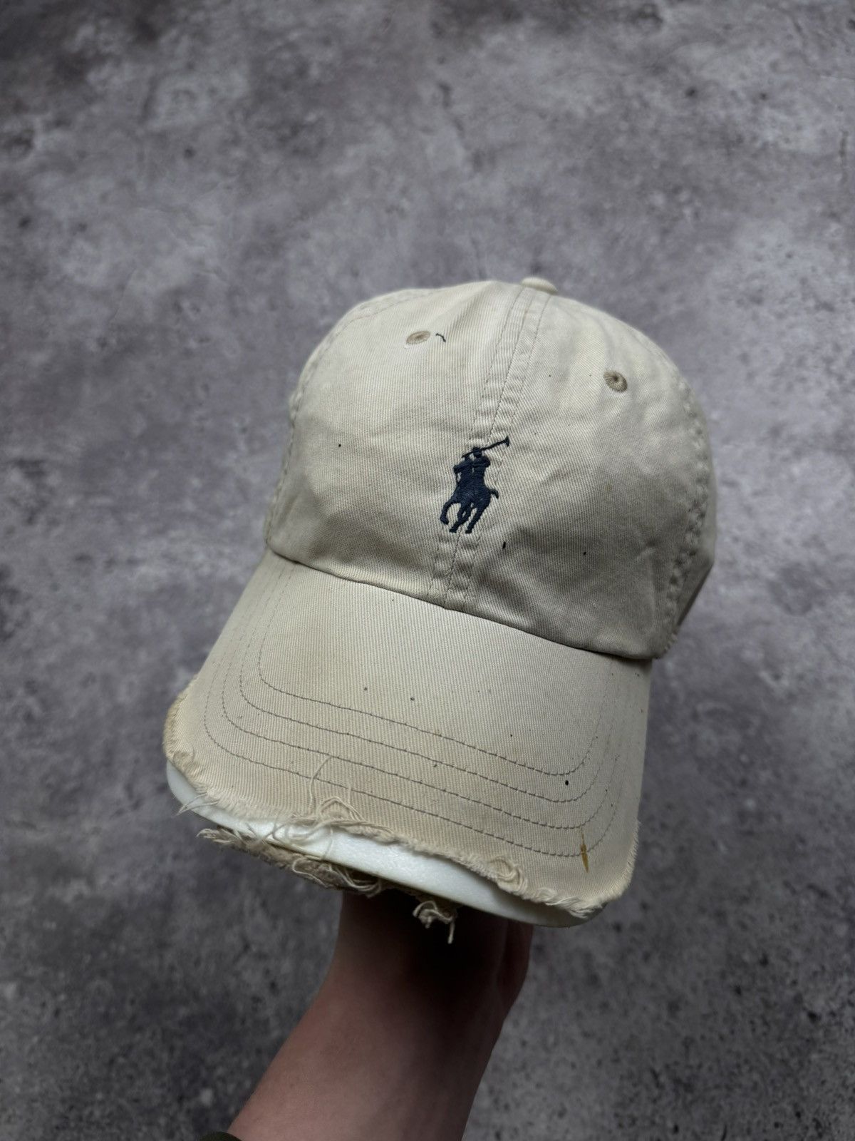 Polo Ralph Lauren 💣Vintage Thrashed Y2K Polo Ralph Lauren Distressed Cap Hat Size ONE SIZE - 4 Thumbnail