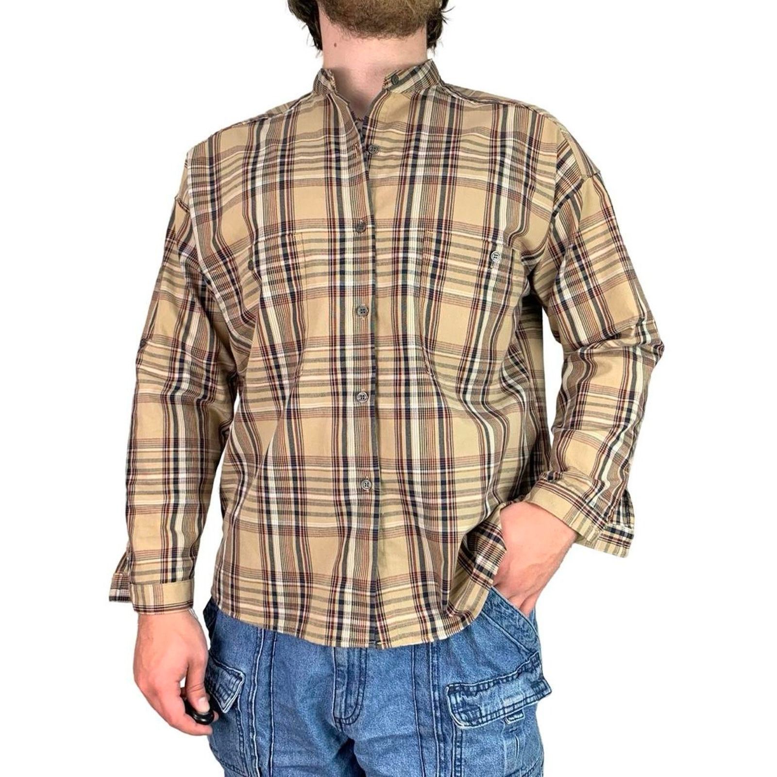 Vintage Vintage 90s Burberry Style Print Button Up Shirt Size US L / EU 52-54 / 3 - 2 Thumbnail