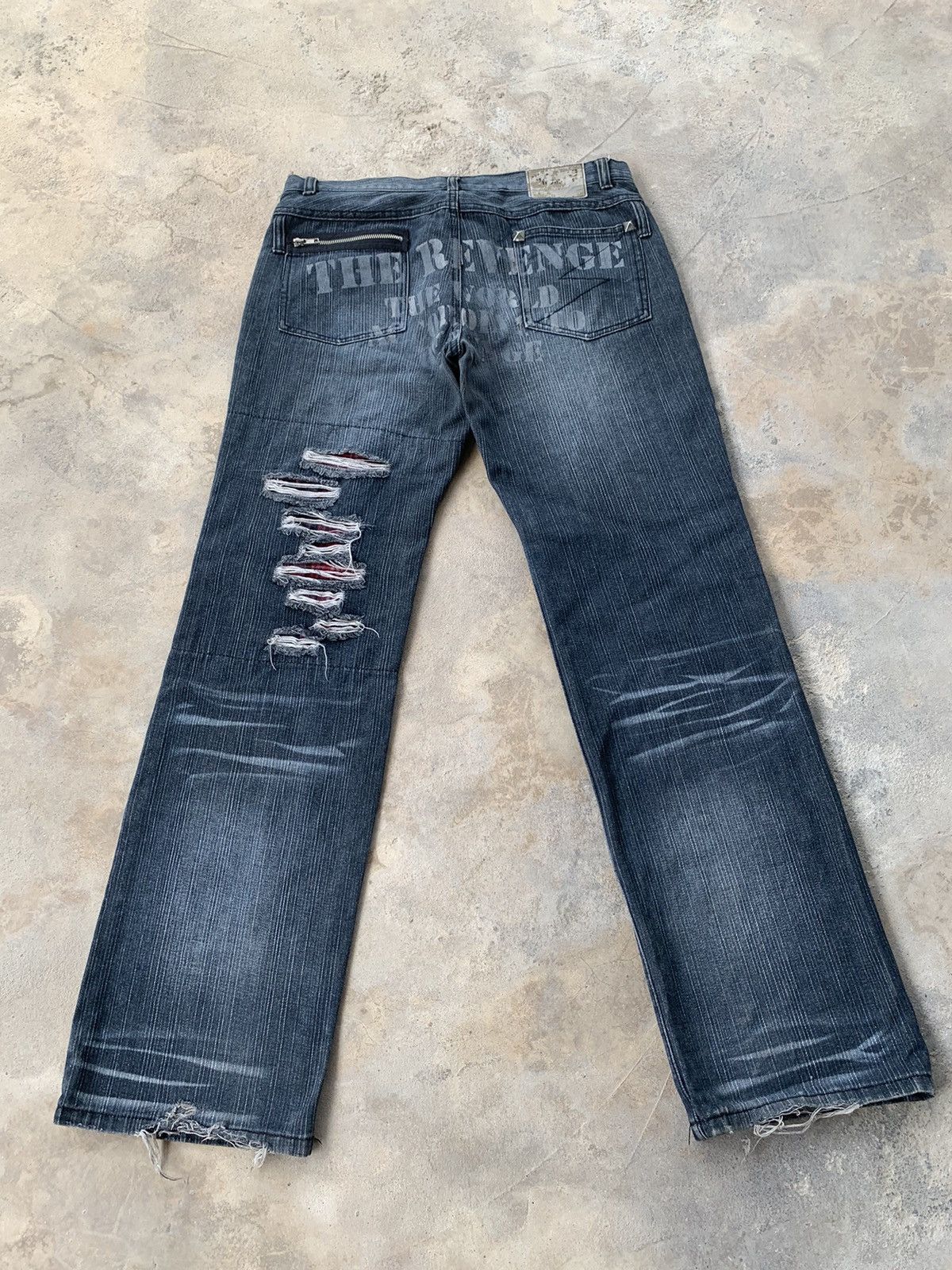 If Six Was Nine × Japanese Brand × Le Grande Bleu (L.G.B.) Rare Sex Pot Revenge Skull Punk Distressed Denim☠️🎌 Size US 33 - 9 Thumbnail