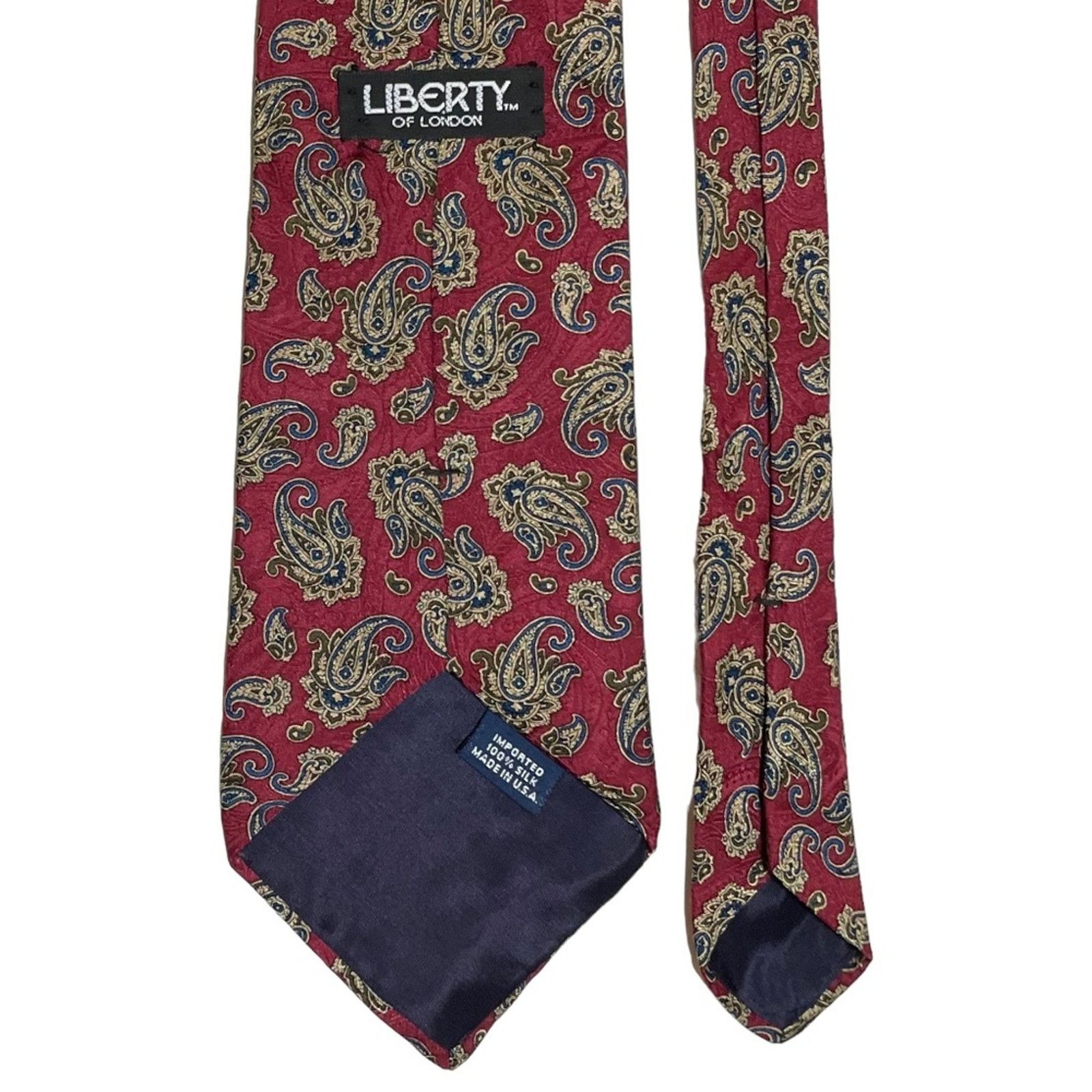 Liberty × Vintage Vintage Liberty of London Red Paisley Woven Silk Necktie Tie Size ONE SIZE - 4 Thumbnail