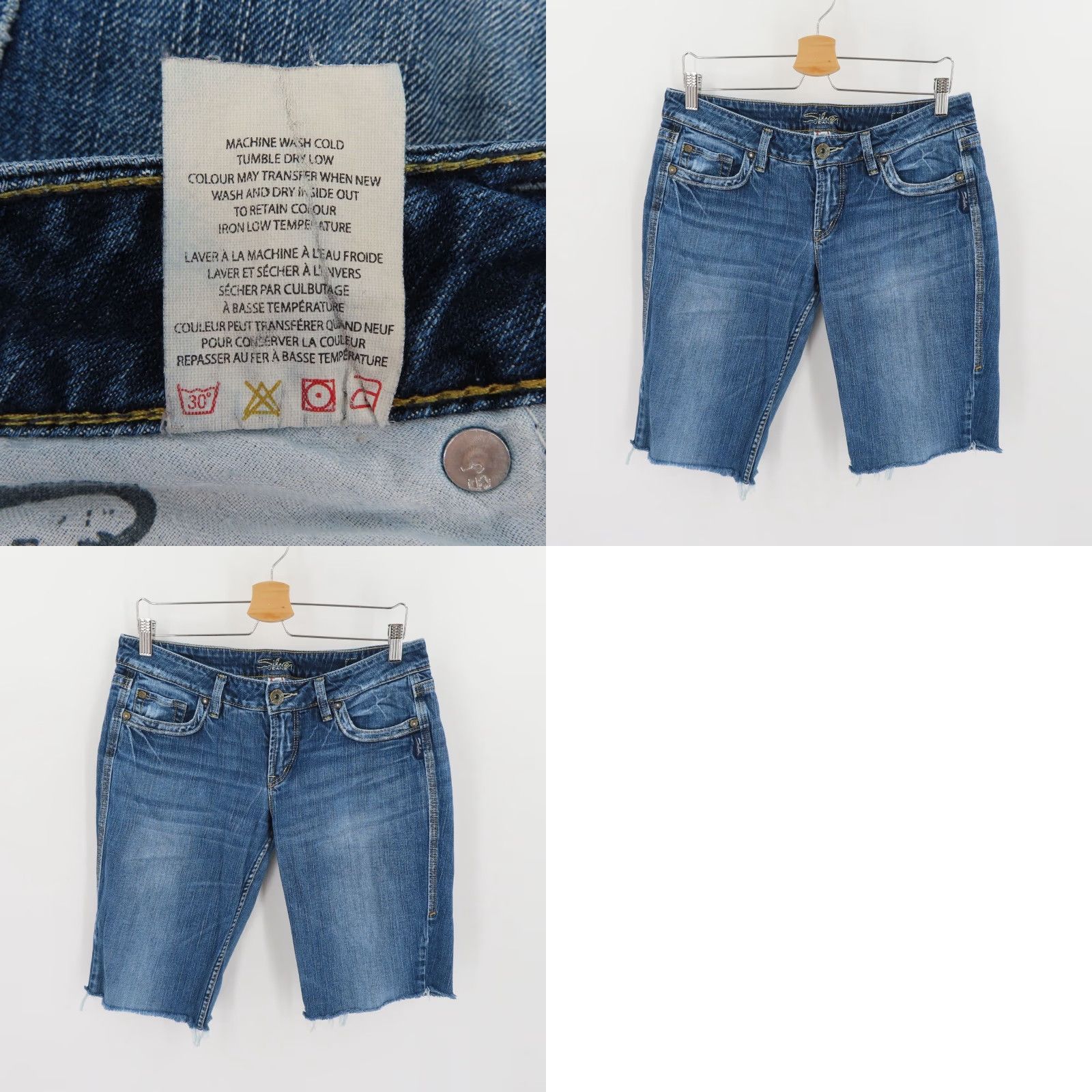 Silver Jeans Co. Silver Jeans 5 Eden Cut Off Bermuda Denim Shorts Distressed Blue Pockets Womens Size 27" / US 4 / IT 40 - 9 Thumbnail