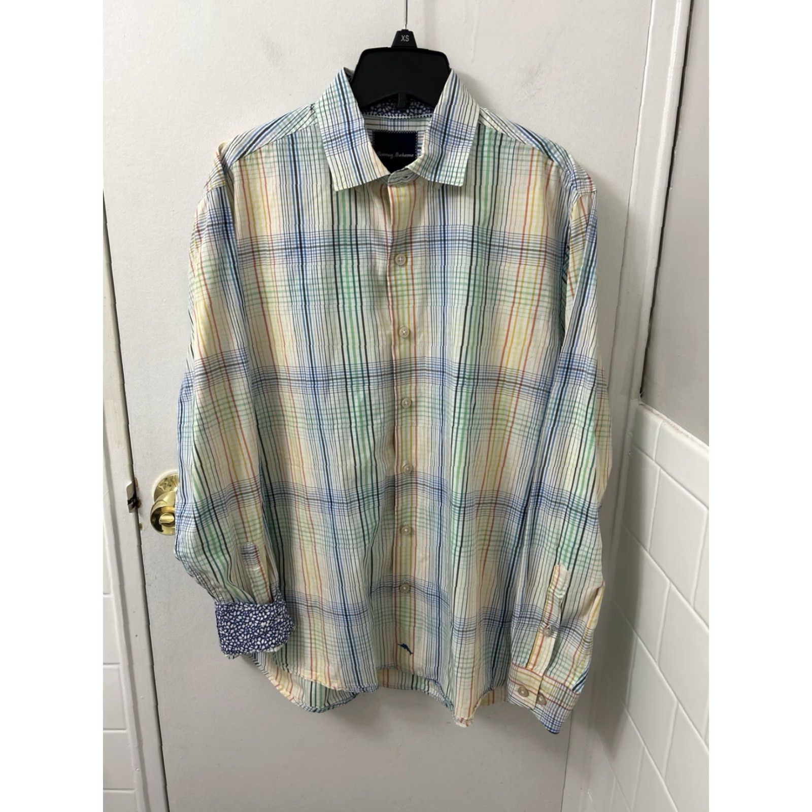 Tommy Bahama Tommy Bahama Shirt Mens Medium Multicolor Plaid 100% Pima Cotton Flip Cuff L/S Size US M / EU 48-50 / 2 - 2 Thumbnail