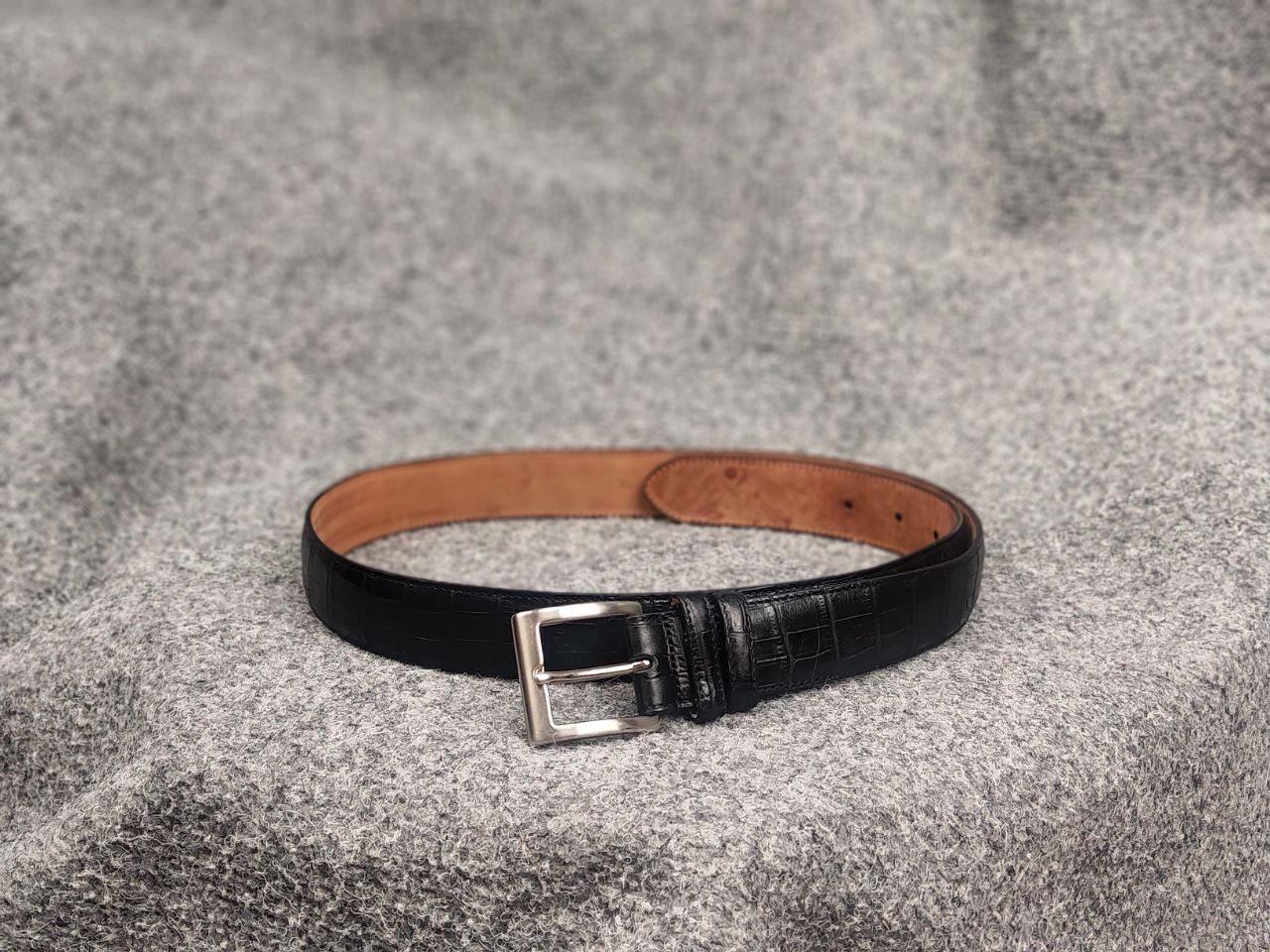 Boggi Boggi Milano Italy Design crocodile embossed leather belt Size ONE SIZE - 2 Thumbnail