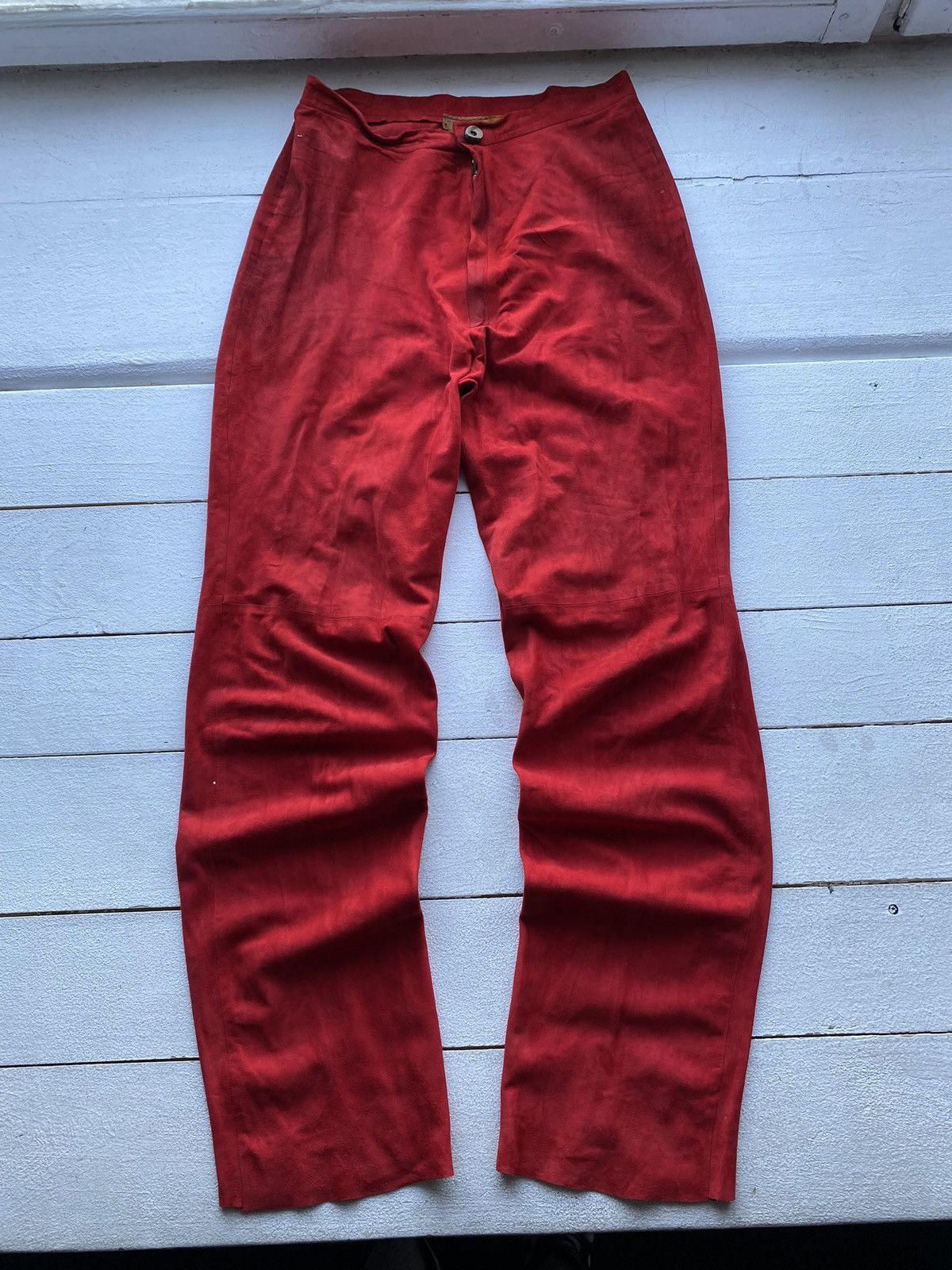 Roberto Cavalli × Vintage 🔥80s Roberto Cavalli Italy Designer Leather Suede 28 Pants Size 28" / US 6 / IT 42 - 3 Thumbnail
