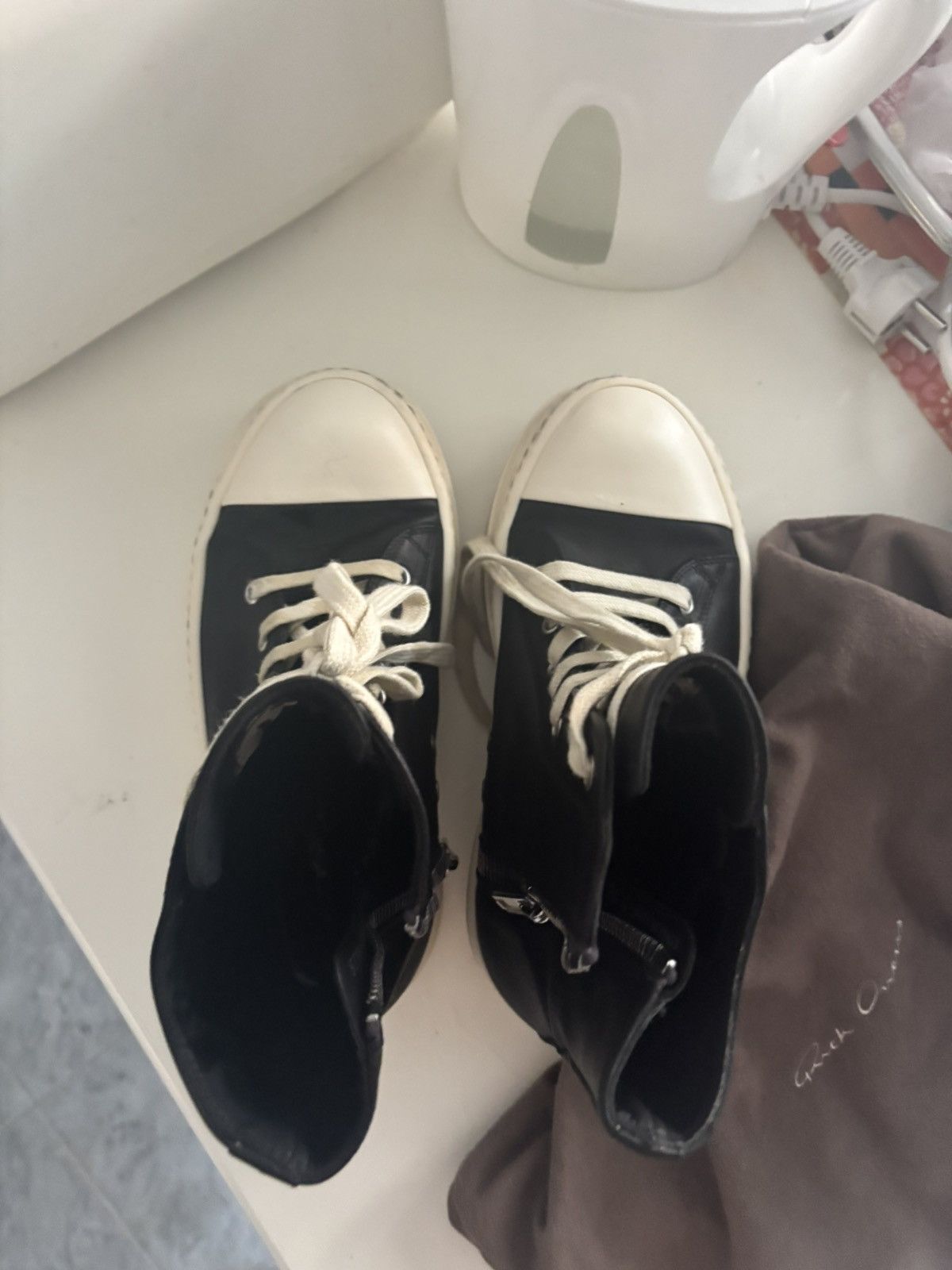 Rick Owens Rick Owens DRKSHDW Ramones High Top Leather Sneakers Size US 8.5 / IT 38.5 - 8 Thumbnail
