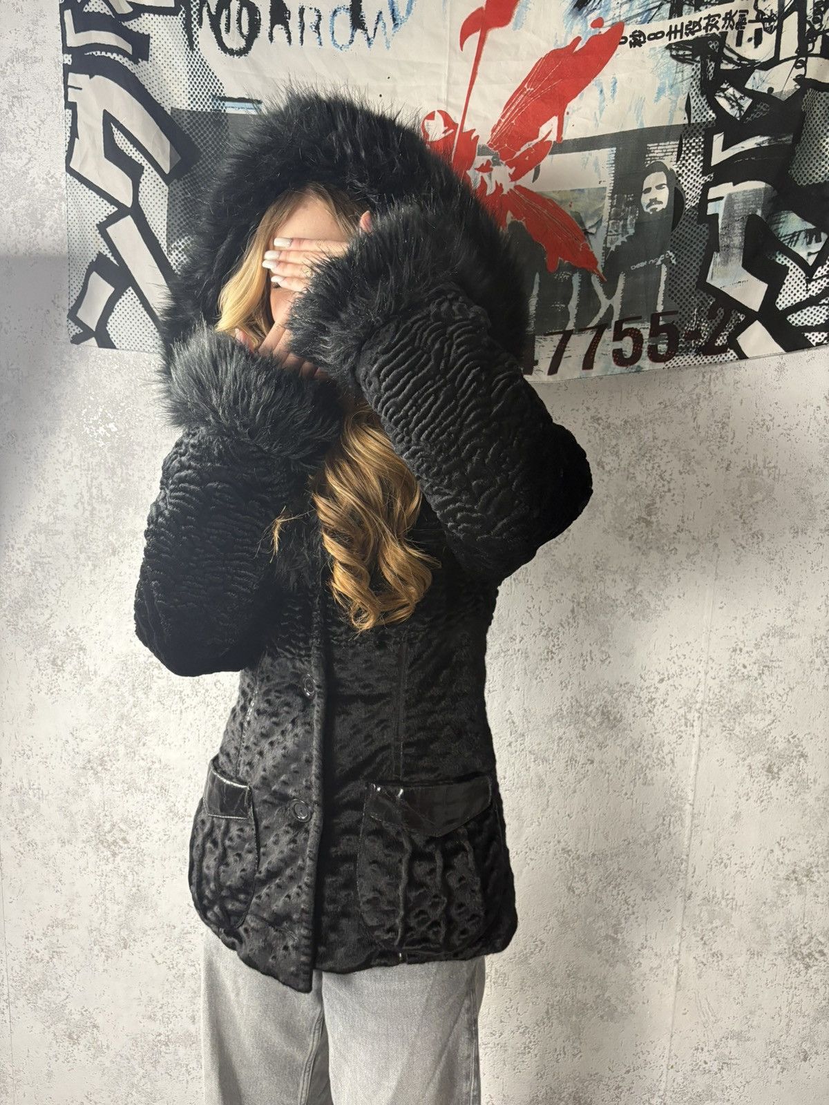 Vintage Vintage Karakul Lamb Fur Hooded Jacket With Faux Fur Trim S Size S / US 4 / IT 40 - 2 Thumbnail
