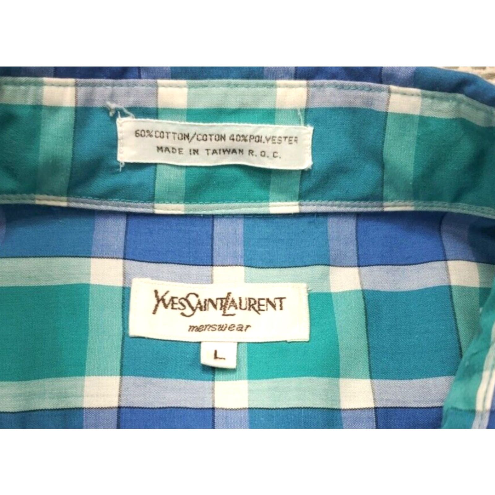 Yves Saint Laurent VINTAGE Yves Saint Laurent Shirt Mens L Long Sleeve Plaid Casual Shirt Size US L / EU 52-54 / 3 - 5 Thumbnail