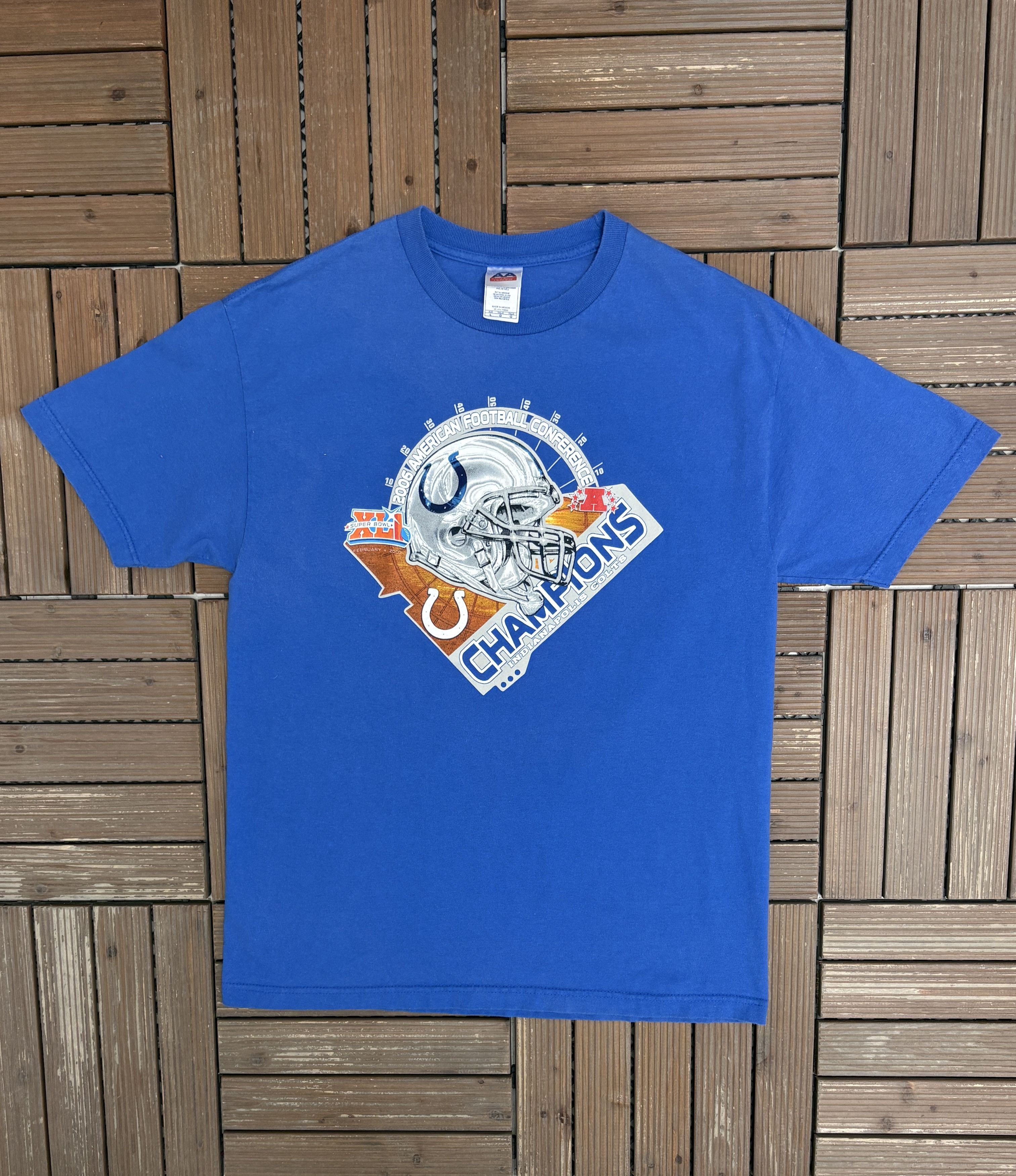 Vintage Indianapolis Colts 2006 AFC Champions Vintage Blue T-Shirt Size US L / EU 52-54 / 3 - 1 Thumbnail