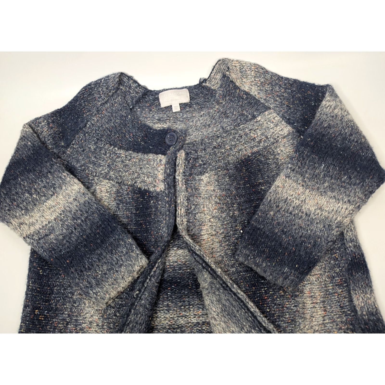 Avenue Avenue Cardigan Sweater One Button Plus Size 22/24 Navy Ombre Bohemian Classic Nature Outdoor Teacher Women Size 3XL / US 20-22 - 2 Thumbnail