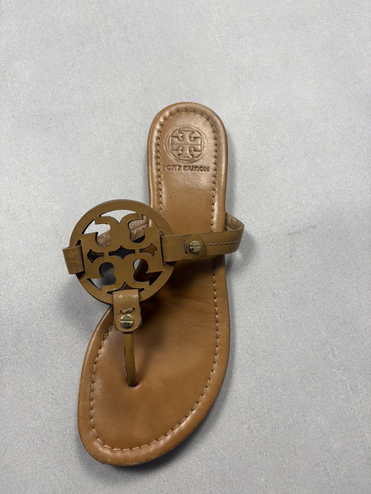 Tory Burch Tory Burch Miller Logo Sandals Brown Leather Thong Flats 8.5 Size US 8.5 / IT 38.5 - 11 Thumbnail