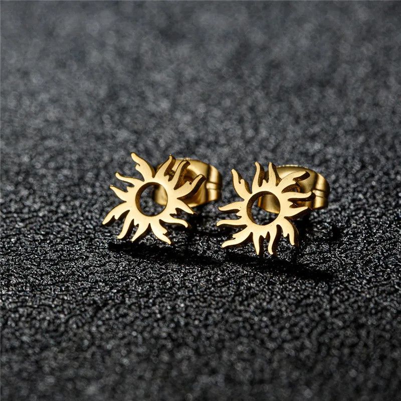 Jewelry Mini Burning Sun Stud Earrings Charm Earring Gift Size ONE SIZE - 1 Thumbnail