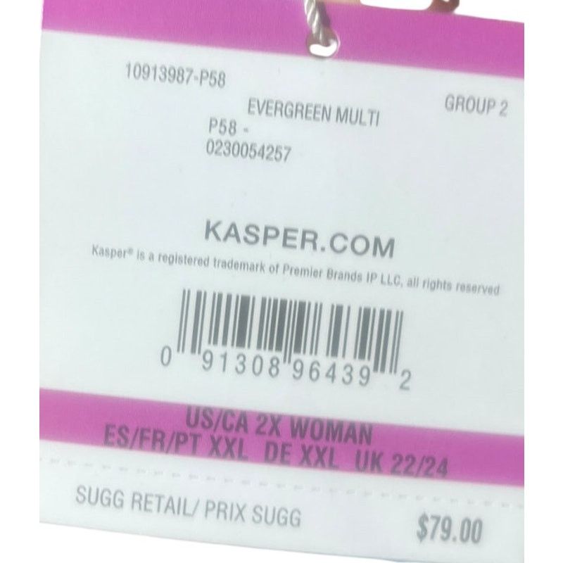 Kasper Kasper Floral Print Blouse Evergreen Multi NWT 2X Size XXL / US 16-18 / IT 52-54 - 9 Thumbnail