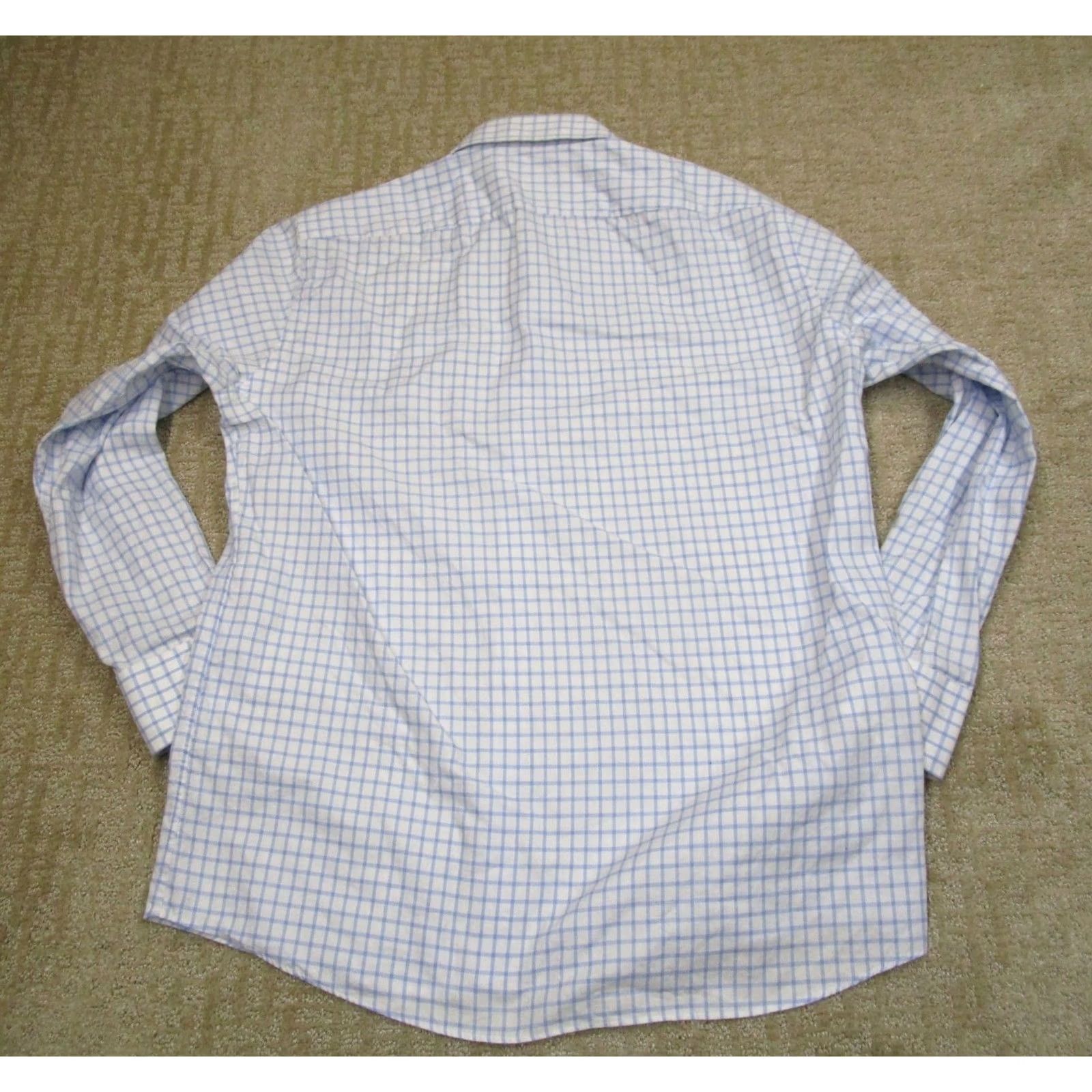 Hugo Boss HUGO BOSS Shirt Men XL White Blue Gingham Check Long Sleeve Button-Down Size US L / EU 52-54 / 3 - 3 Thumbnail