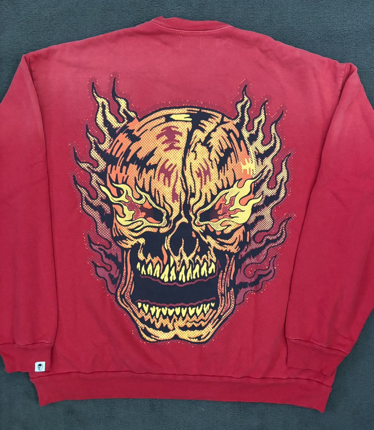 Warren Lotas Flaming Skull Crewneck Size US XXL / EU 58 / 5 - 1 Thumbnail
