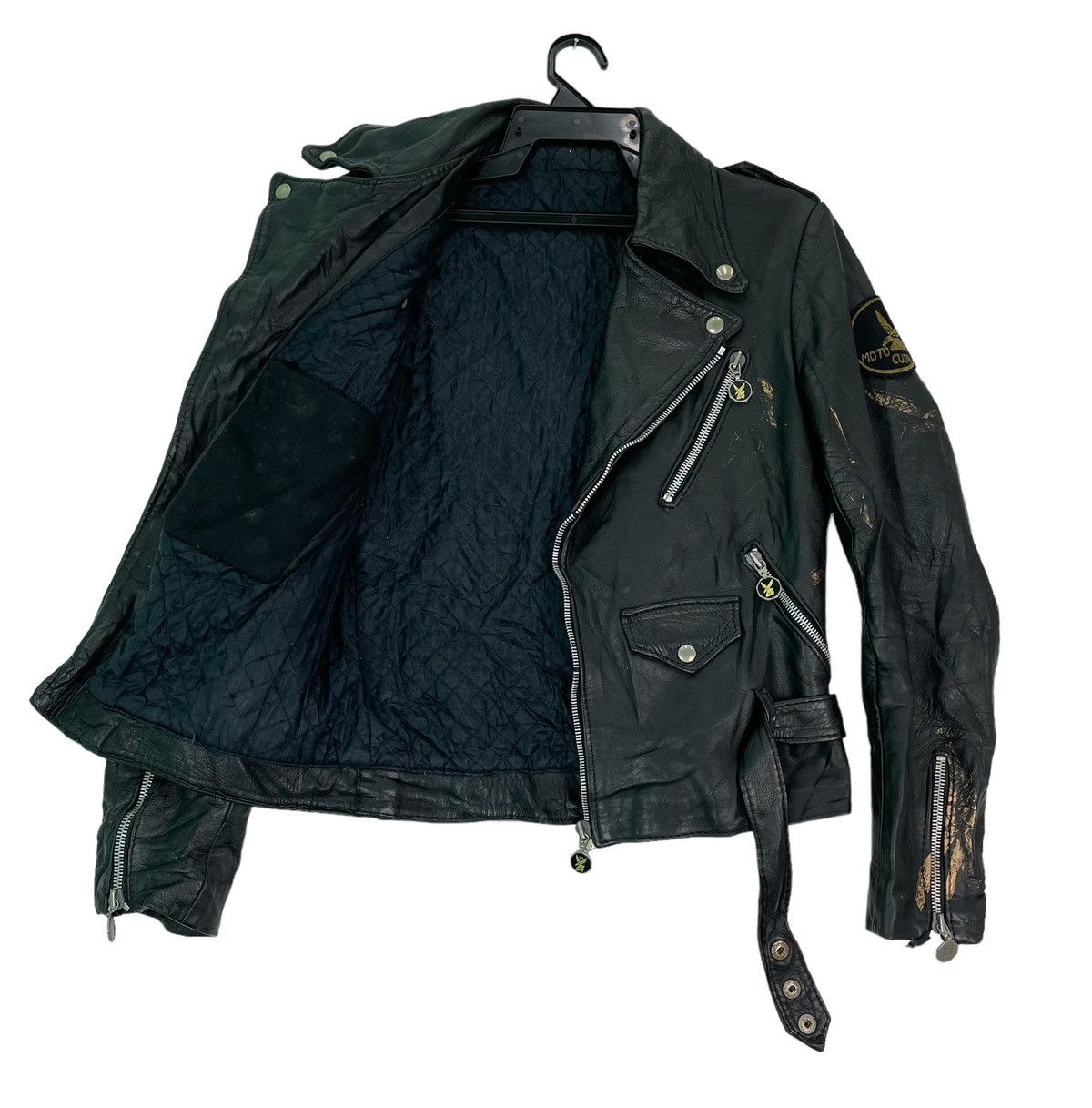 Vintage Rare 70s Moto Cuir double collar motorcycle biker jacket Size US S / EU 44-46 / 1 - 6 Thumbnail