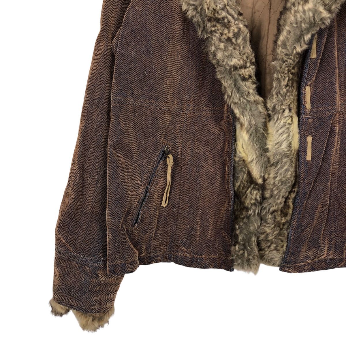 Japanese Brand Vintage Denim Biker Jacket CPMarket Mink Fur Lining Blanket Size US M / EU 48-50 / 2 - 5 Thumbnail